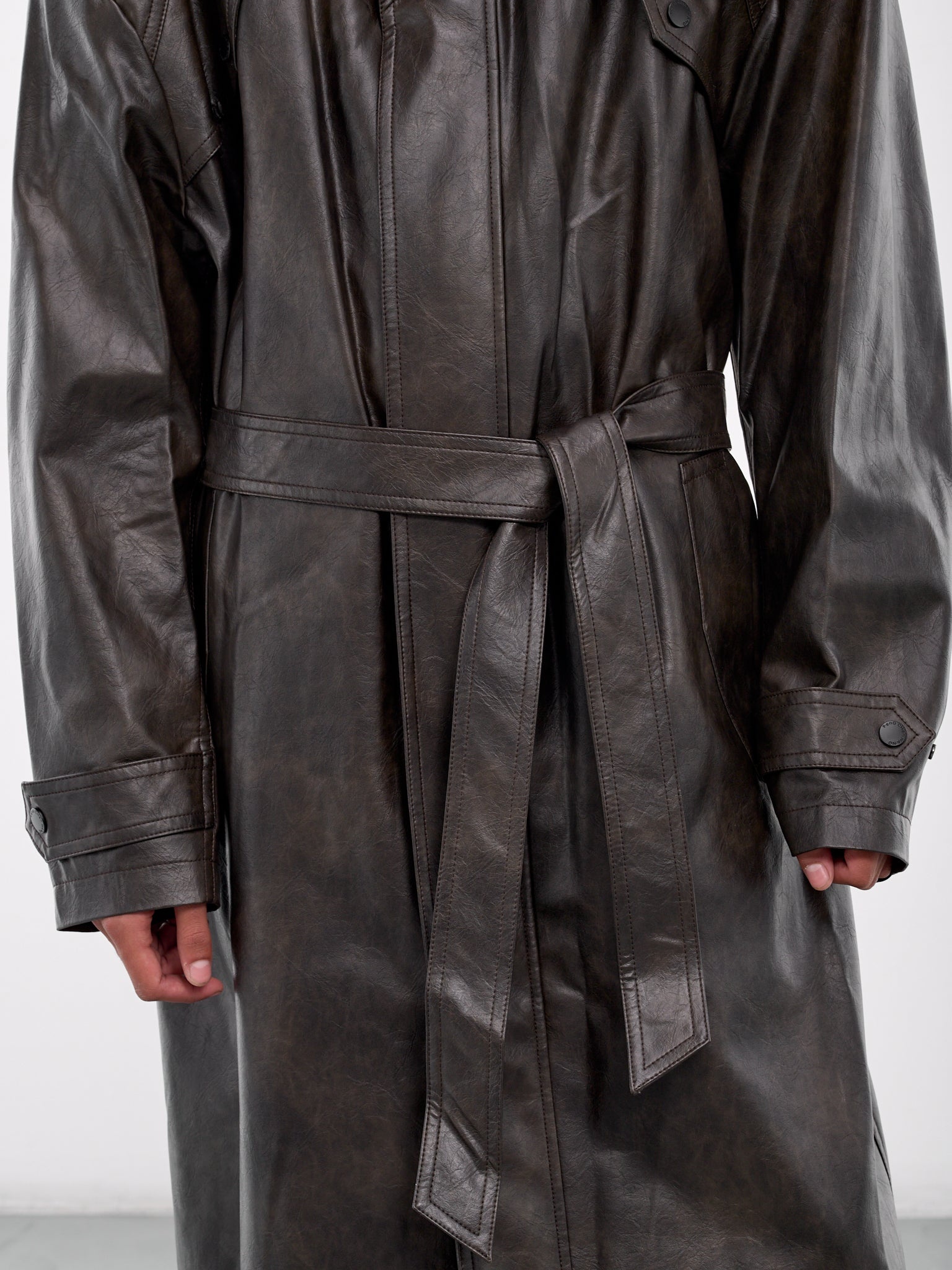 Oversized Faux Leather Coat - 5