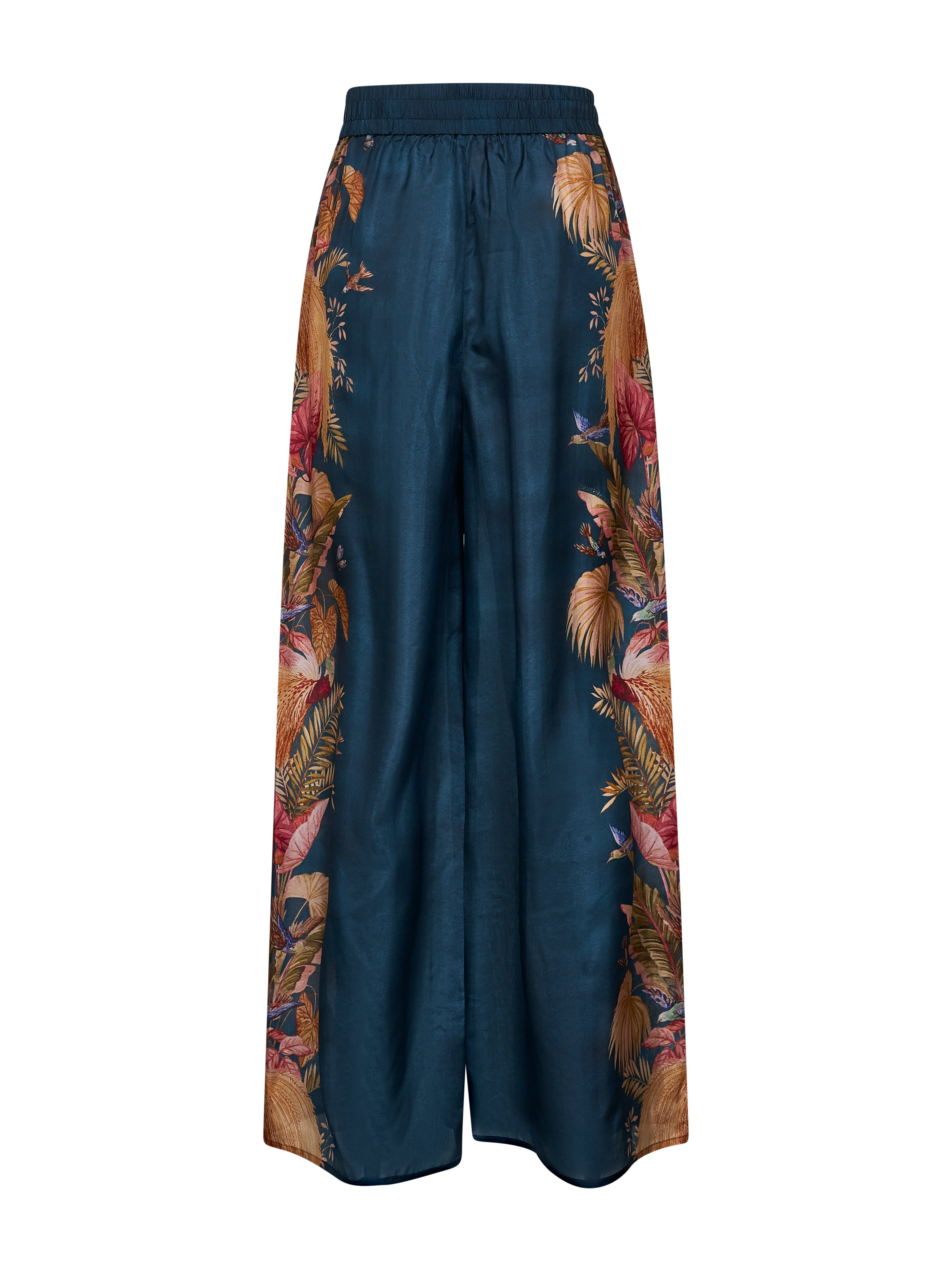 Zimmermann Women Blue Palm Floral Habotai Silk Ascension Trousers - 2