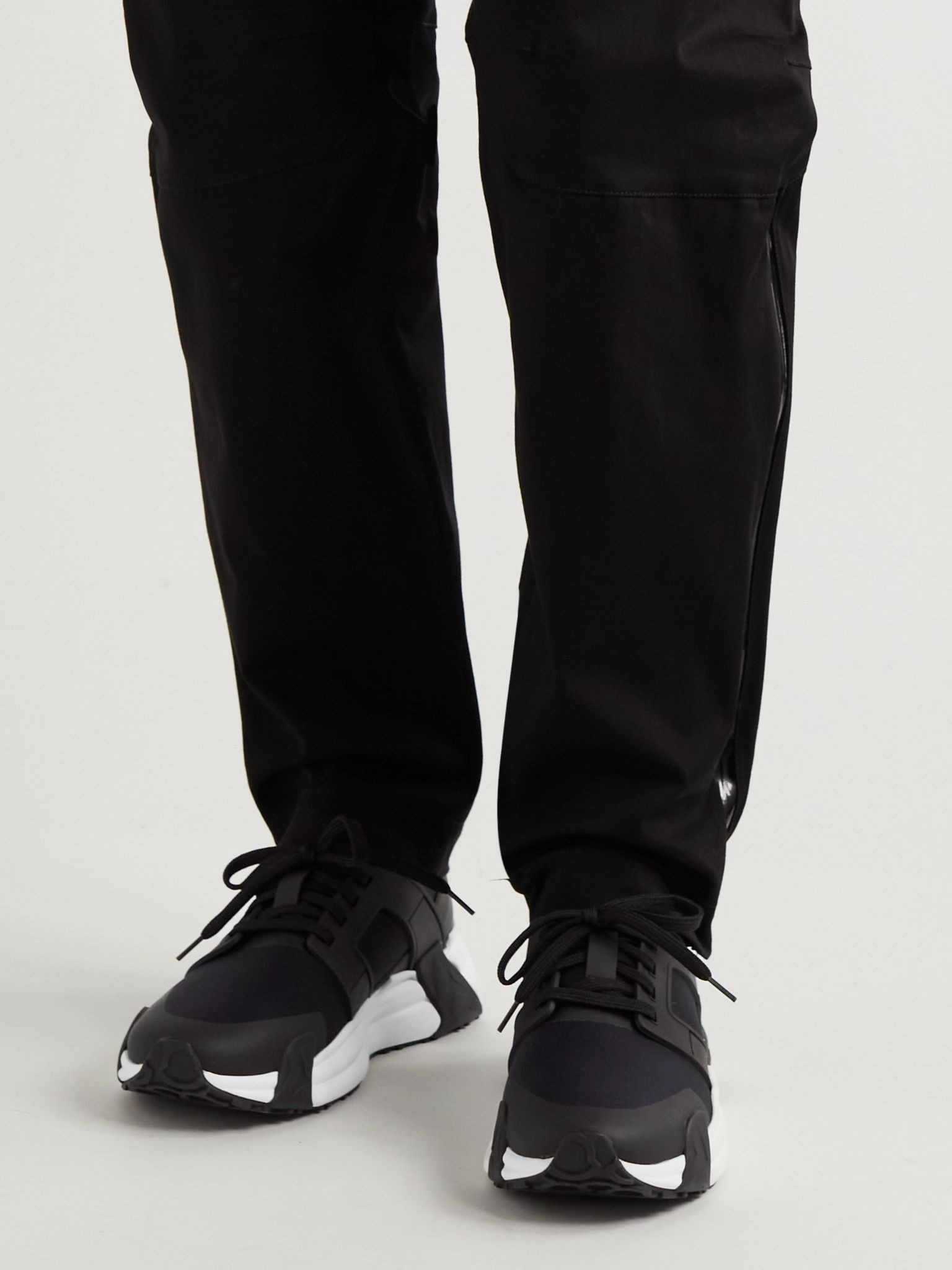 Lunarove Rubber and Leather-Trimmed Neoprene Sneakers Black - 3
