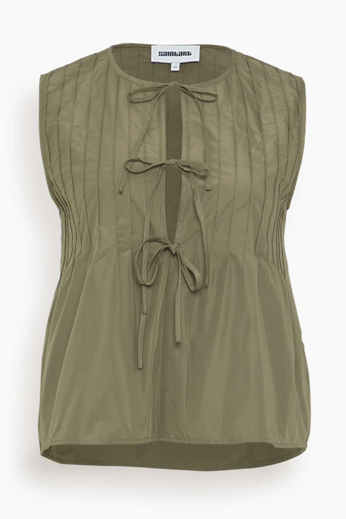 Nina Tie Front Top in Olive - 1