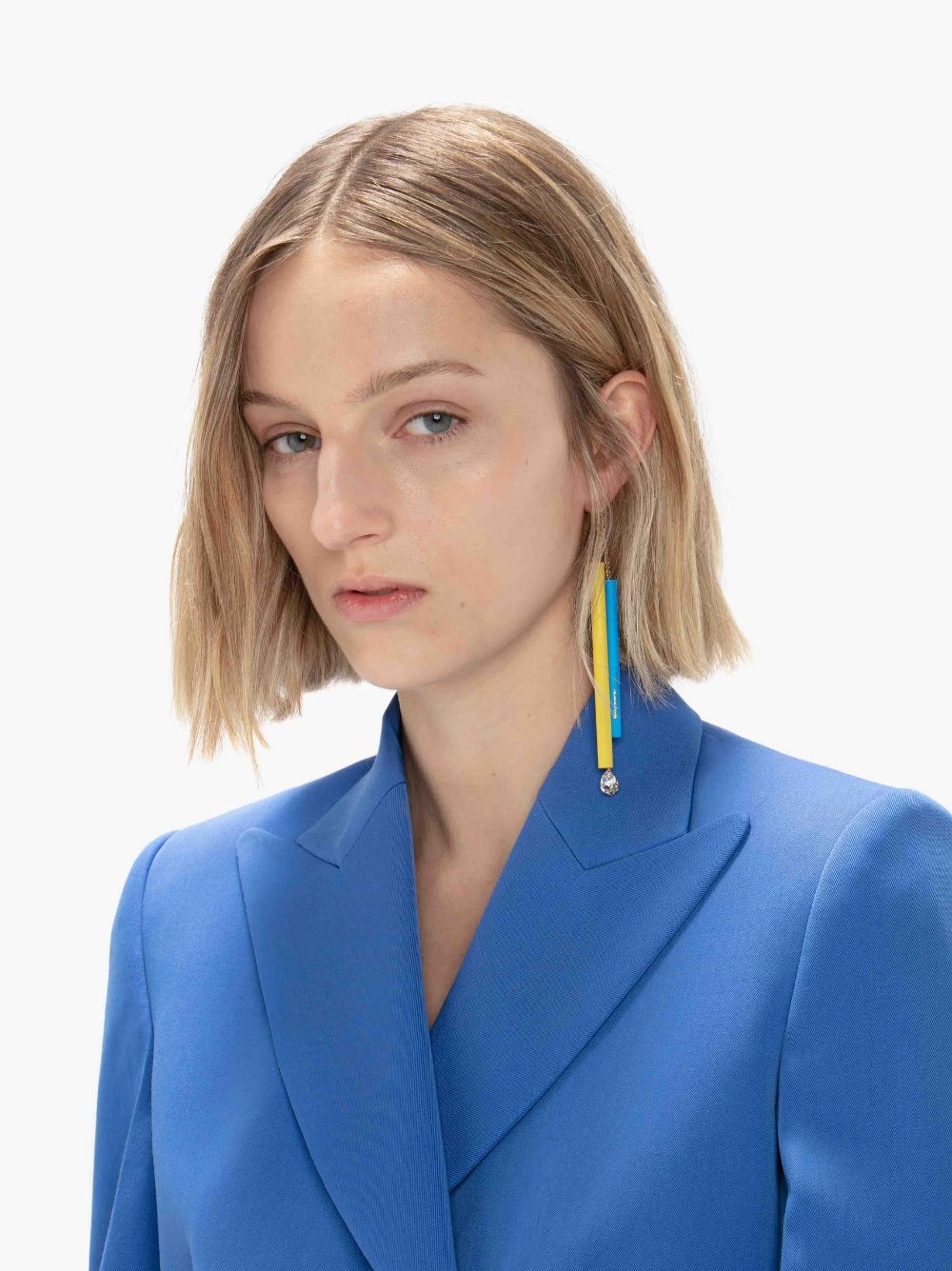 BI COLOUR TUBULAR CRYSTAL EARRINGS - 2