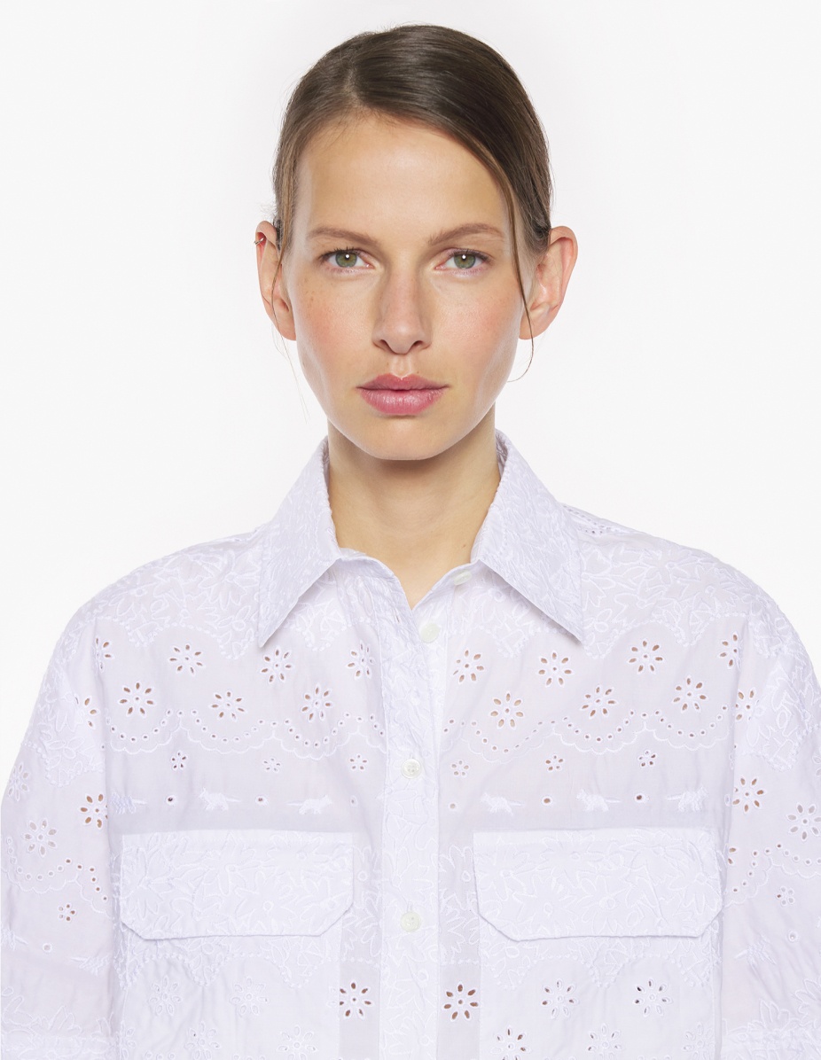 BRODERIE ANGLAISE BOXY SHORT SLEEVE SHIRT - 4