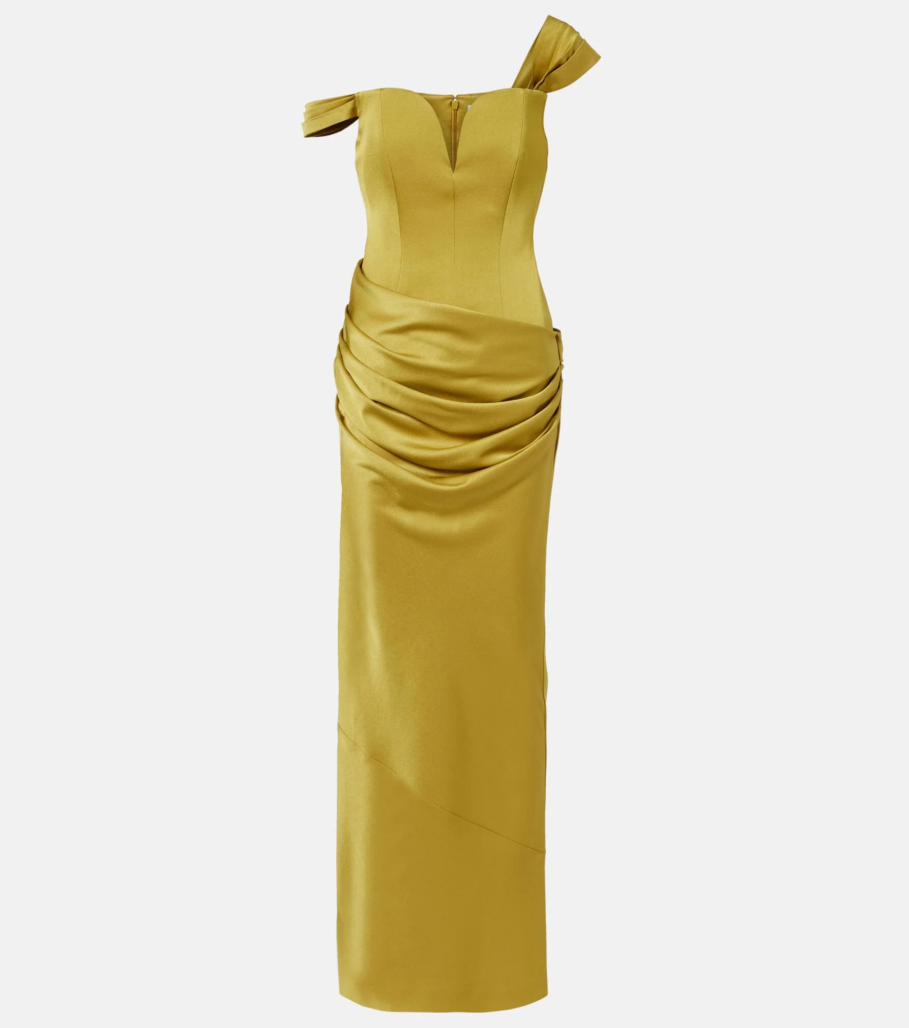 Draped one-shoulder satin crêpe gown - 1