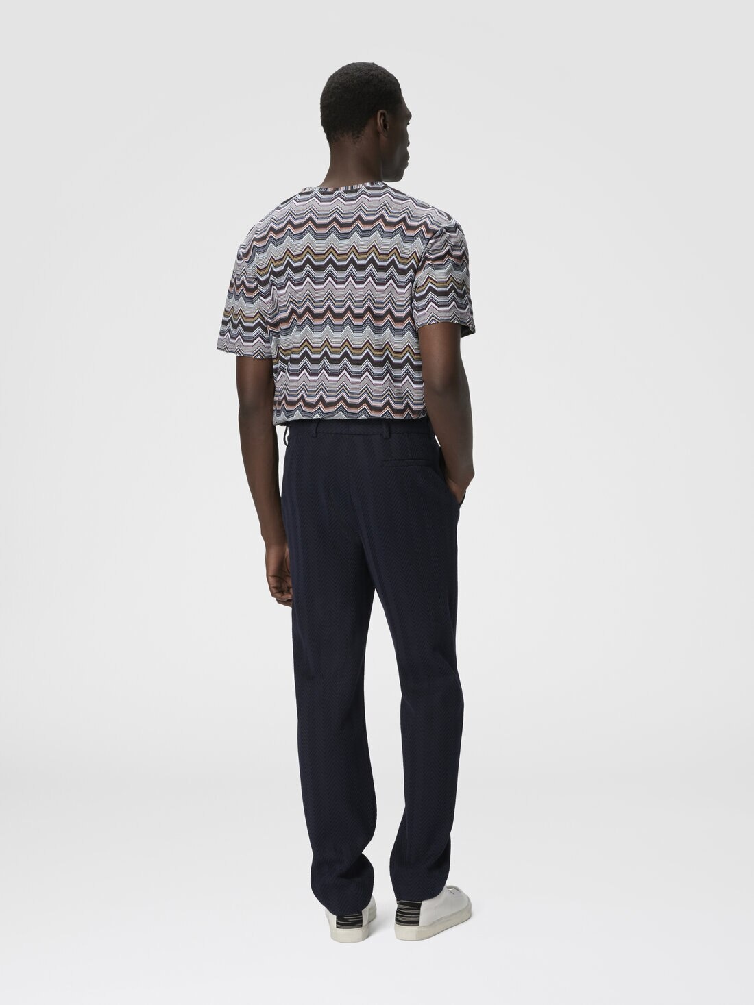 Straight Pants with Zigzag Pattern - 3