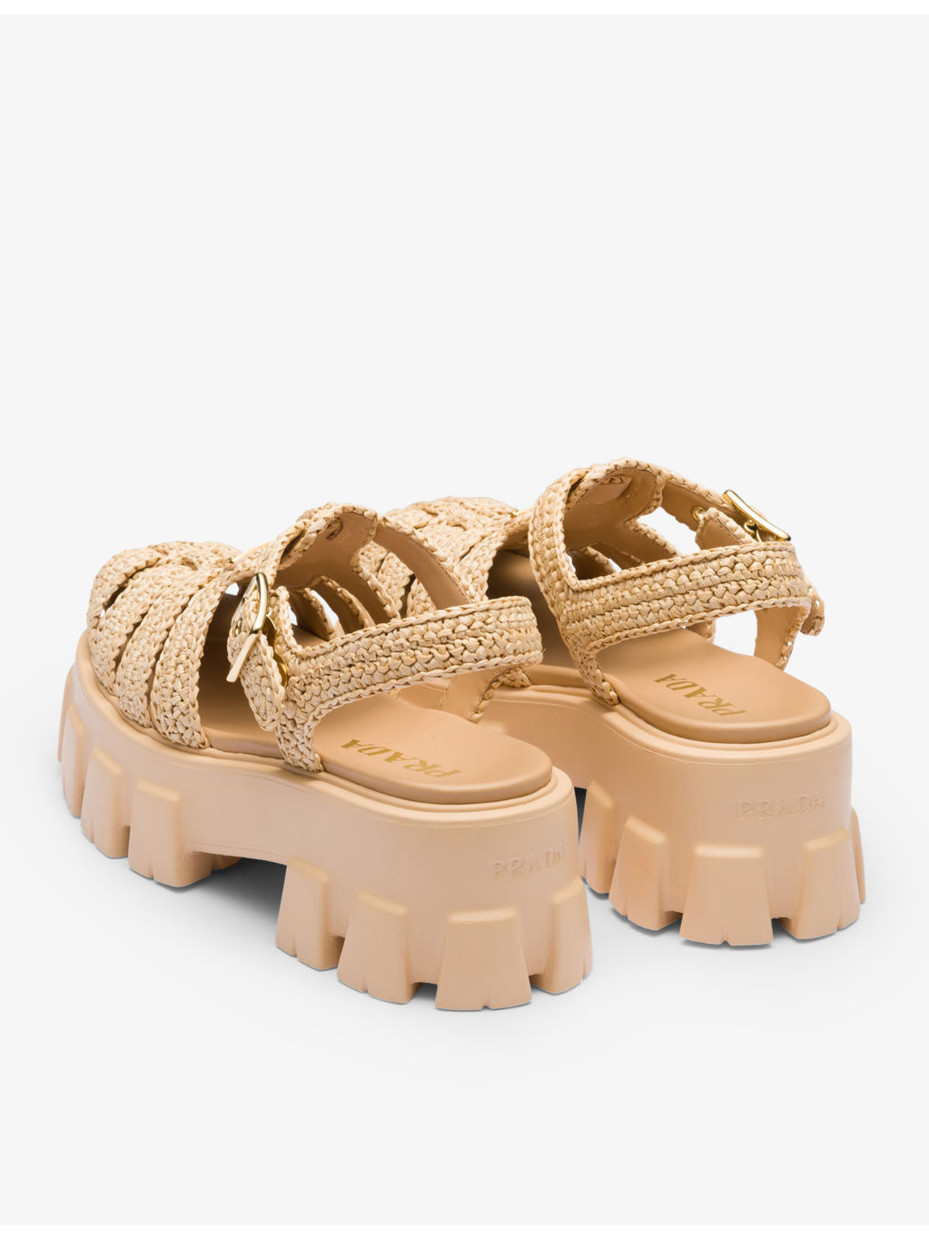 Monolith logo-plaque chunky-sole caged crochet sandals - 4