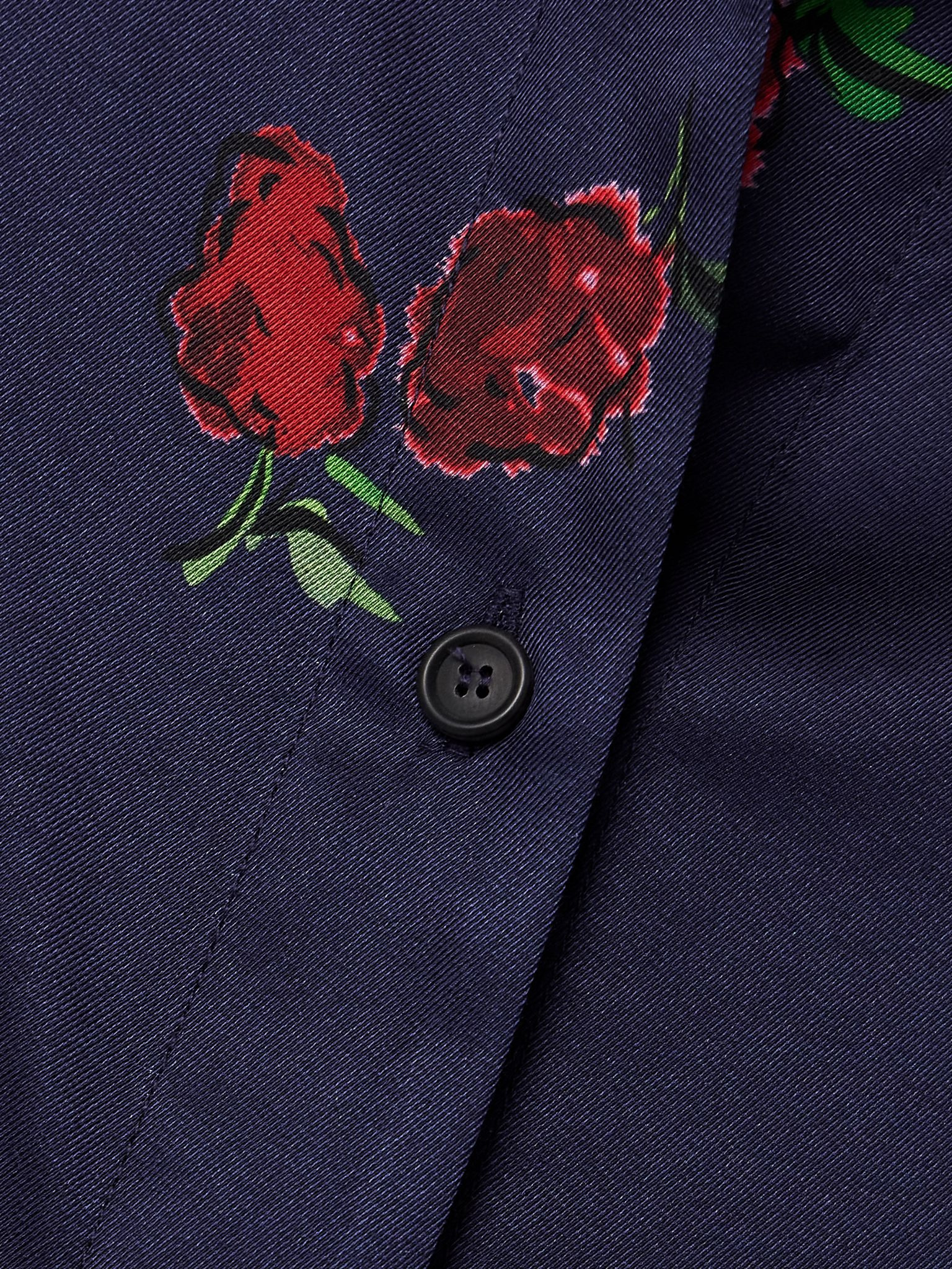 Argo printed silk-twill shirt Navy - 4