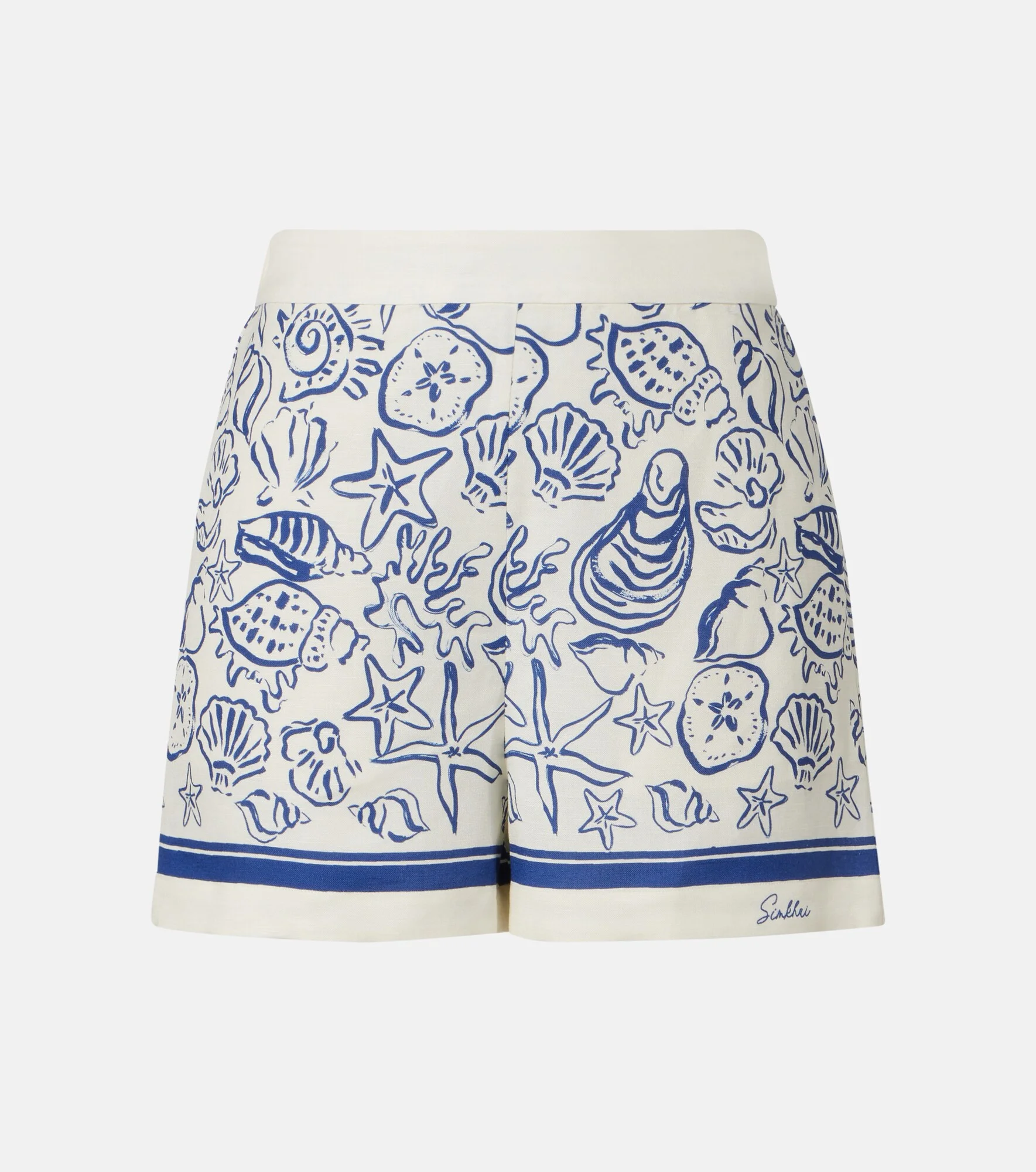 Keaton printed linen-blend shorts - 1