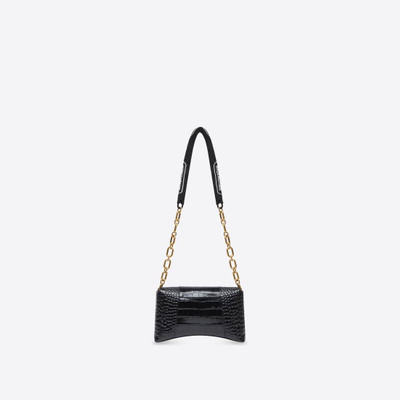 BALENCIAGA Women's Downtown Xs Shoulder Bag Crocodile Embossed in Black outlook