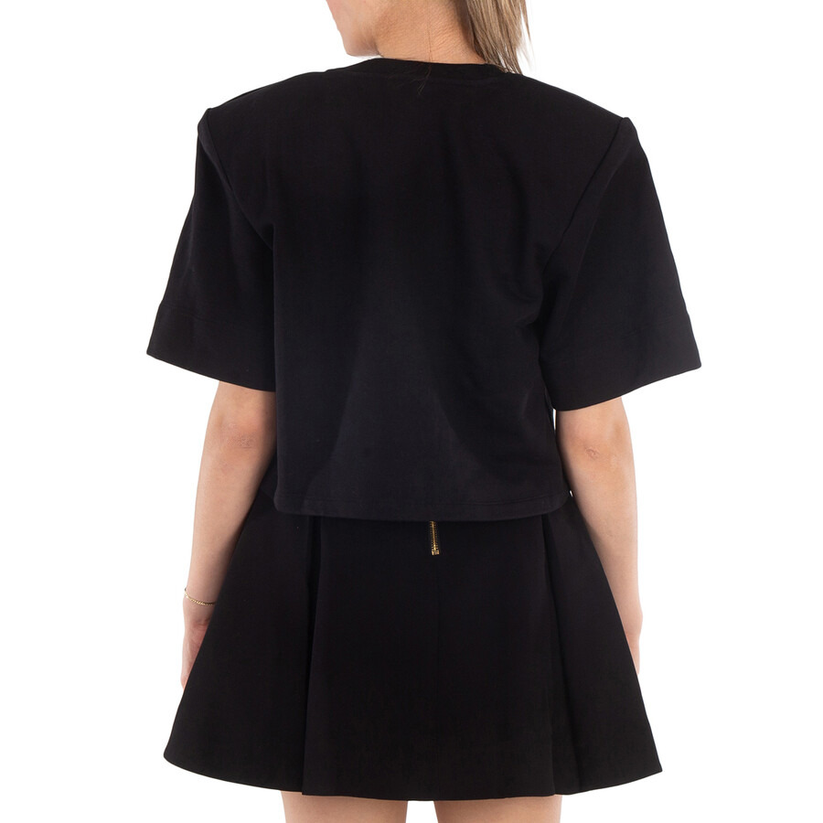 Balmain Button-Detail Cropped Crew-Neck Sweatshirt - 3