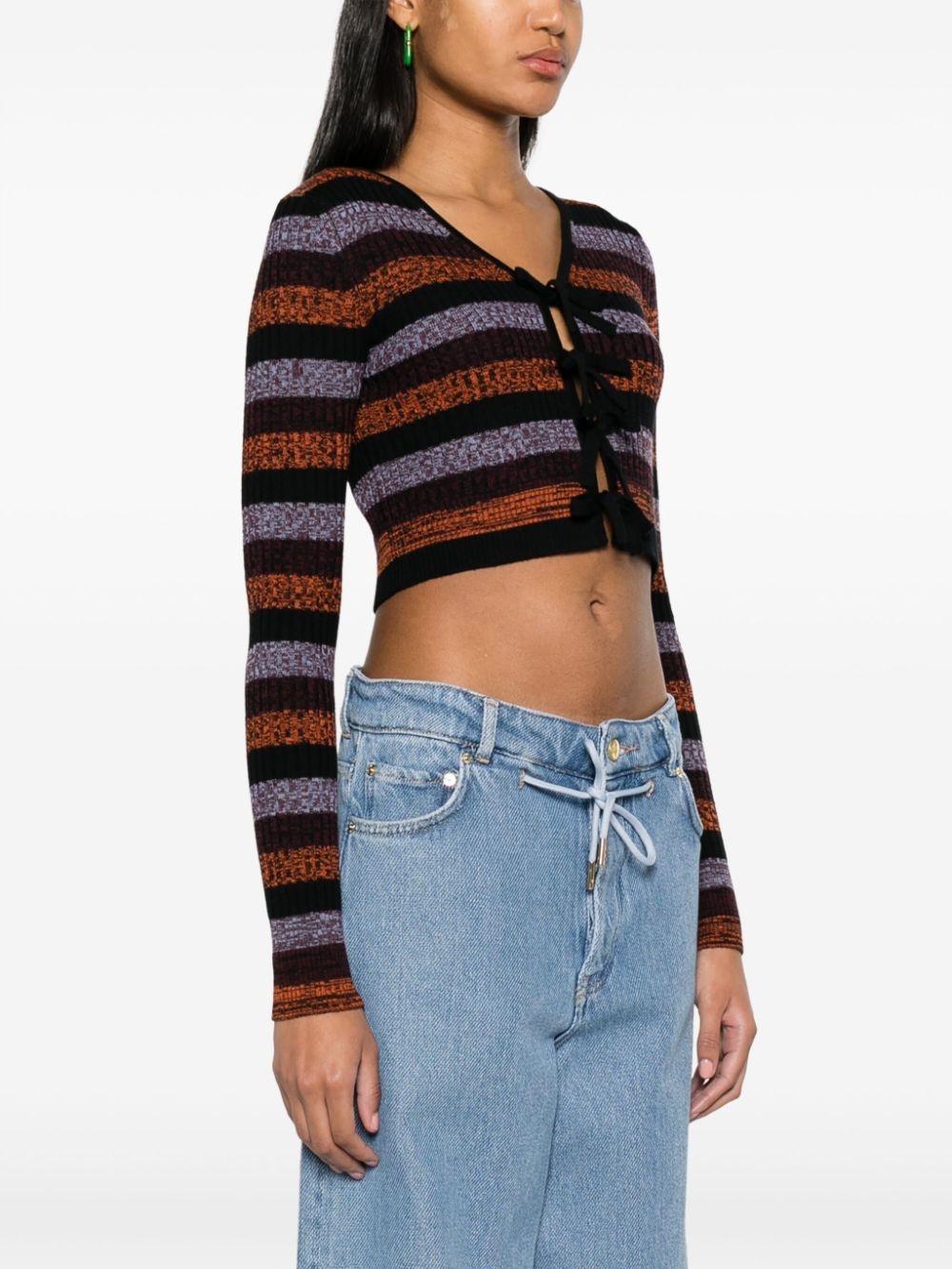 striped crop cardigan - 3