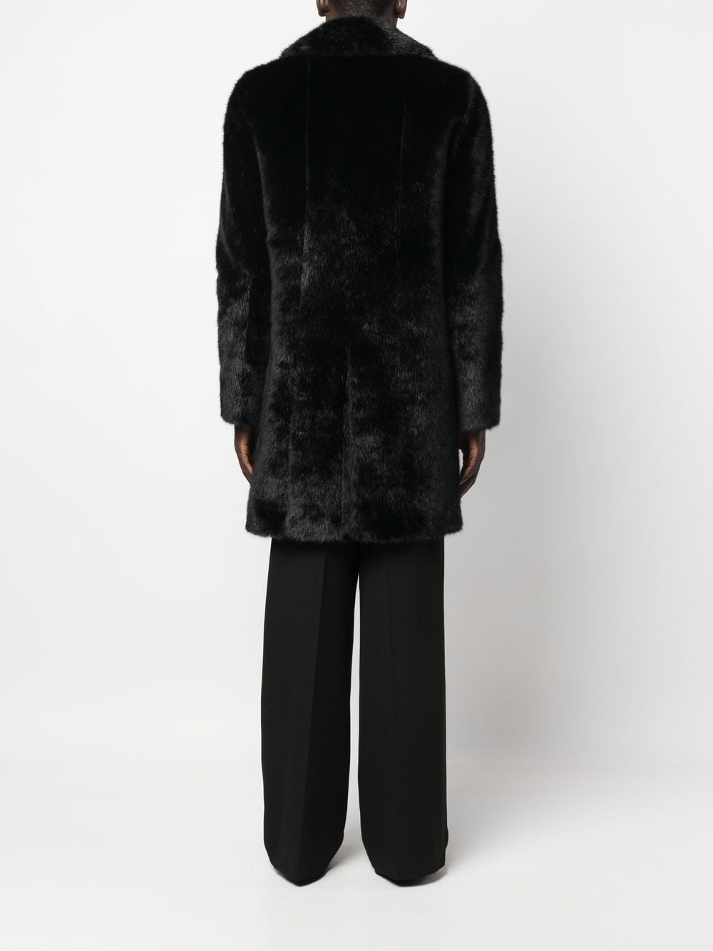 faux fur mid-length coat - 4