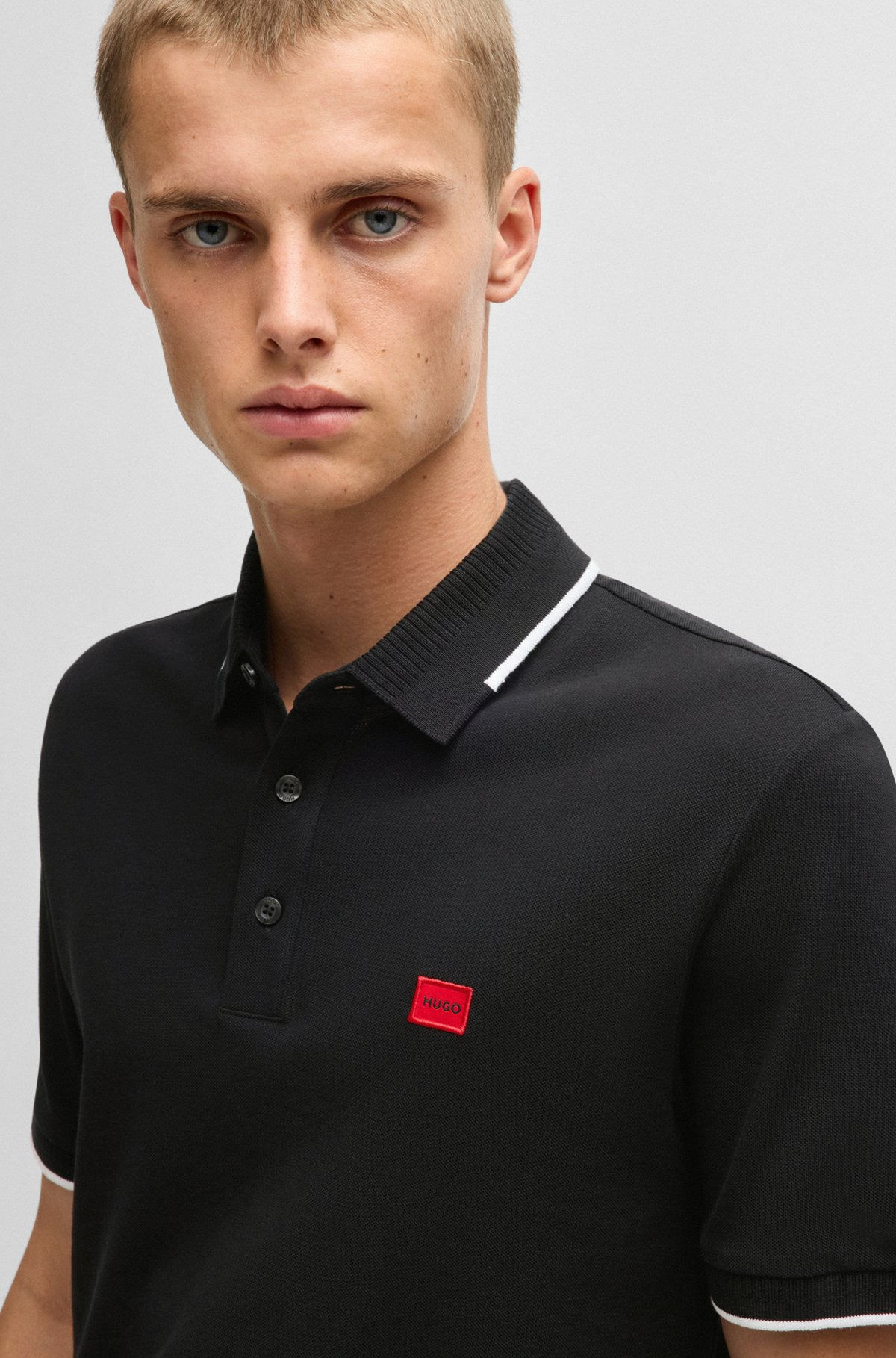 SLIM-FIT POLO SHIRT WITH RED LOGO LABEL - 3