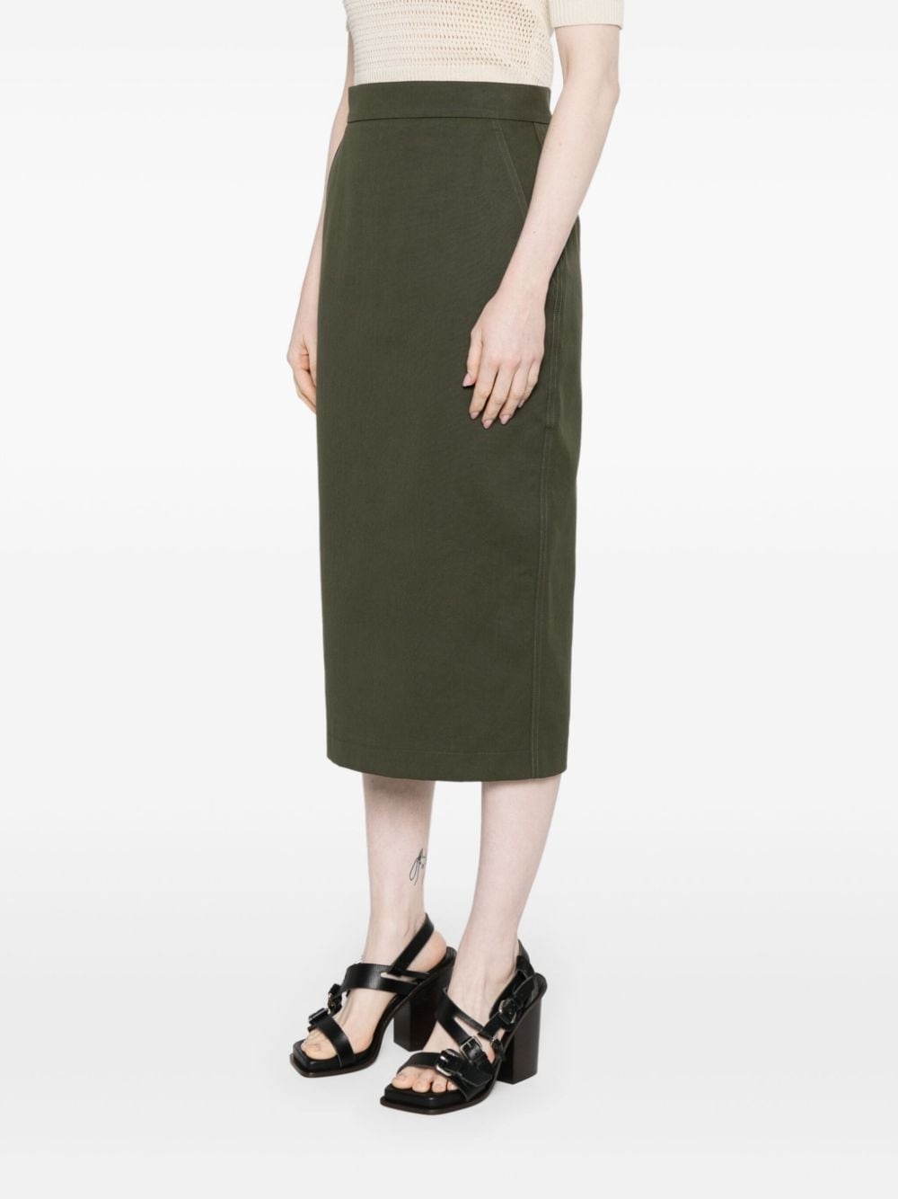 cotton pencil midi skirt - 3