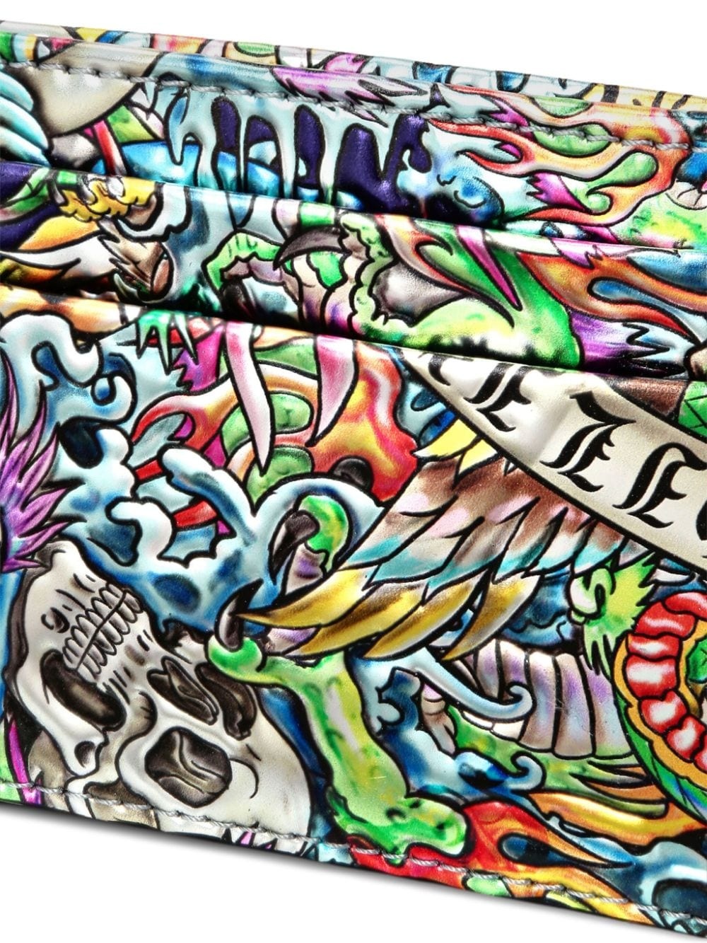 Tattoo-print leather cardholder - 3