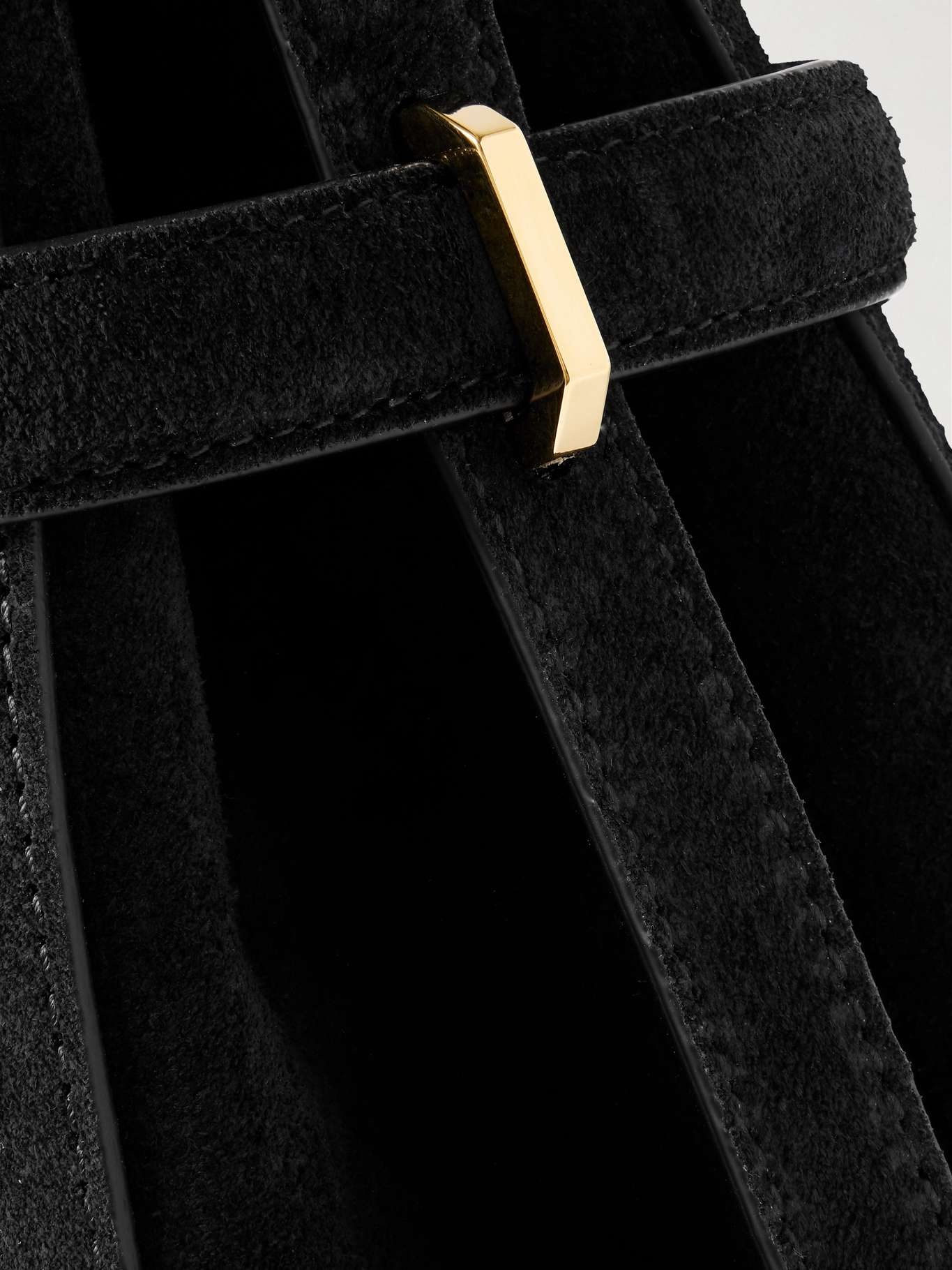 Belted suede tote Black - 4