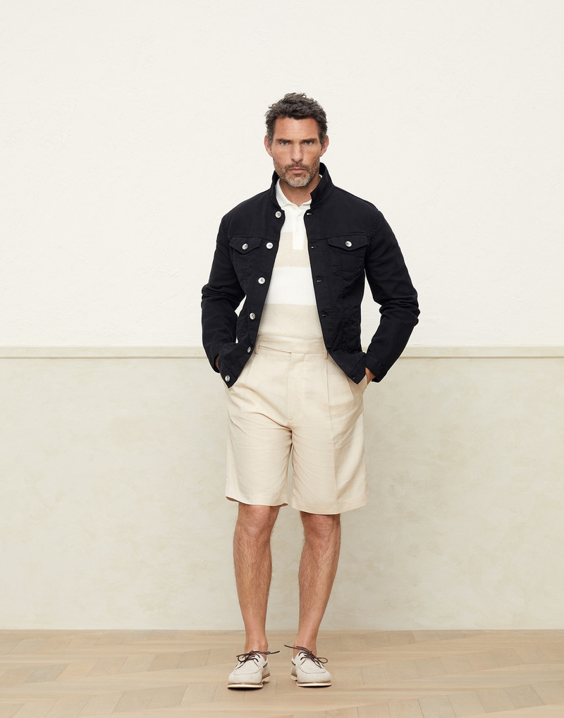 Brunello Cucinelli Linen and wool fresco leisure fit Bermuda shorts with double pleats outlook