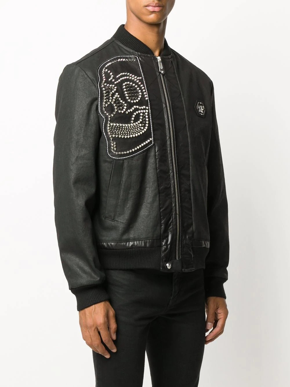 outline skull bomber jacket  - 3