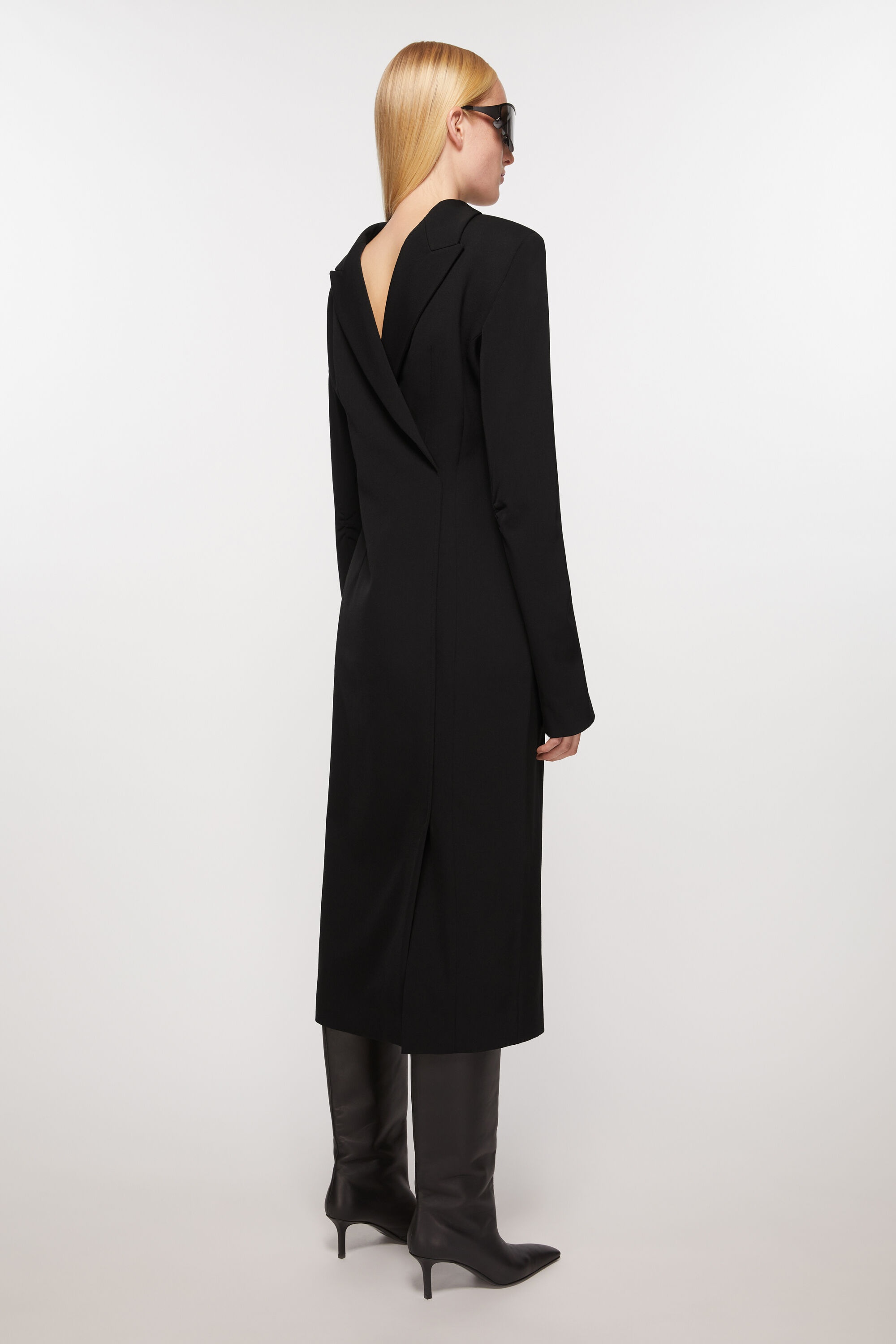 Tailored long sleeve dress - Black - 4