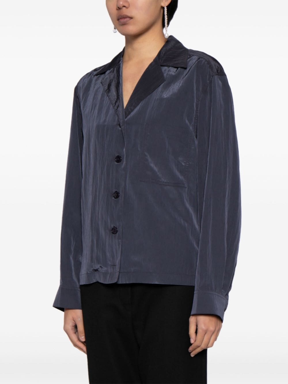camp-collar crinkled shirt - 3