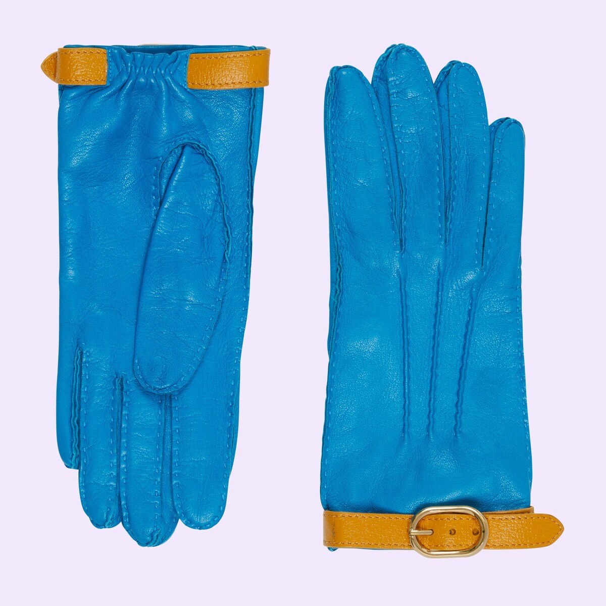 Leather gloves with buckle - 1