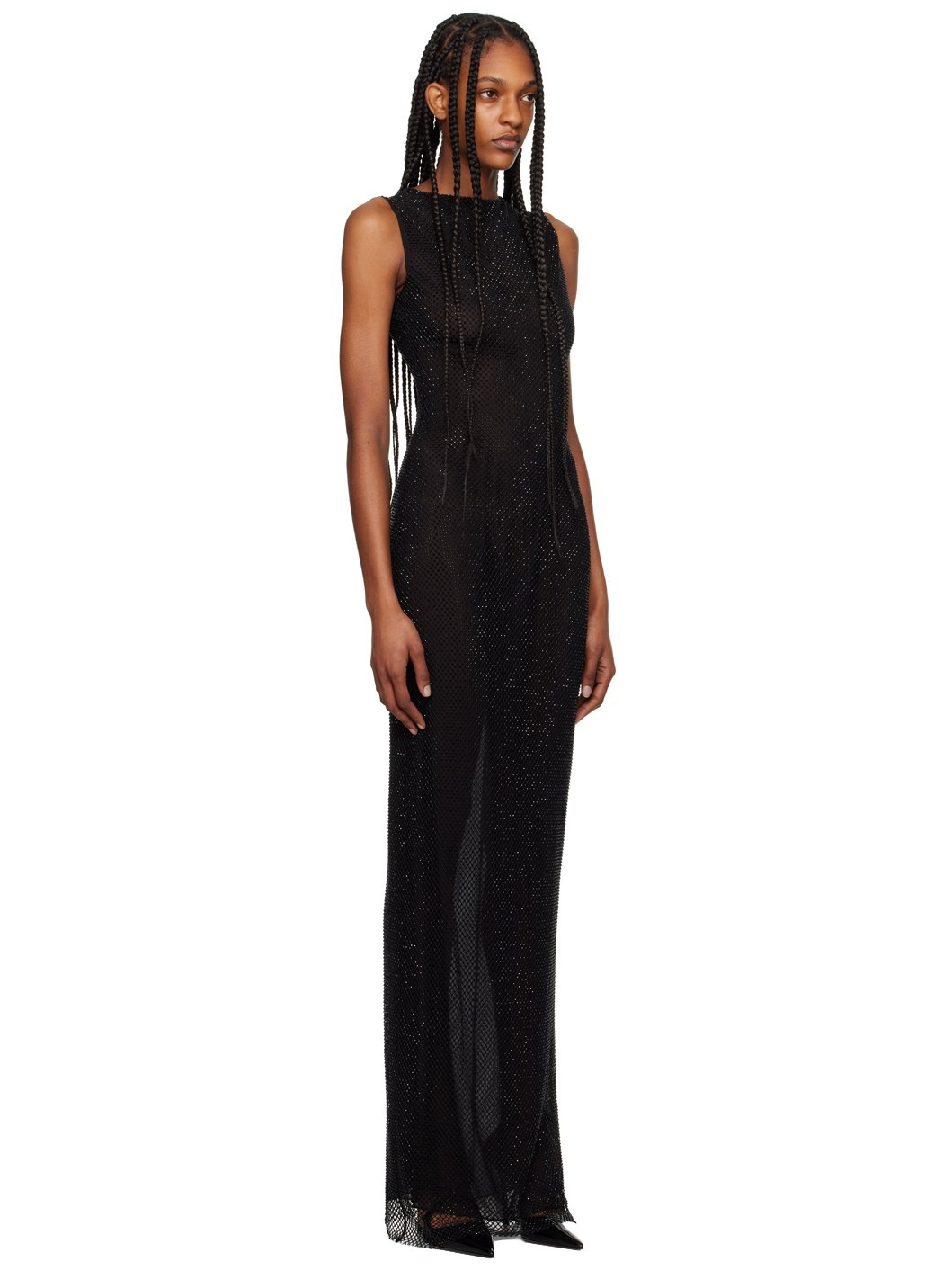 Black Crystal-Cut Maxi Dress - 2