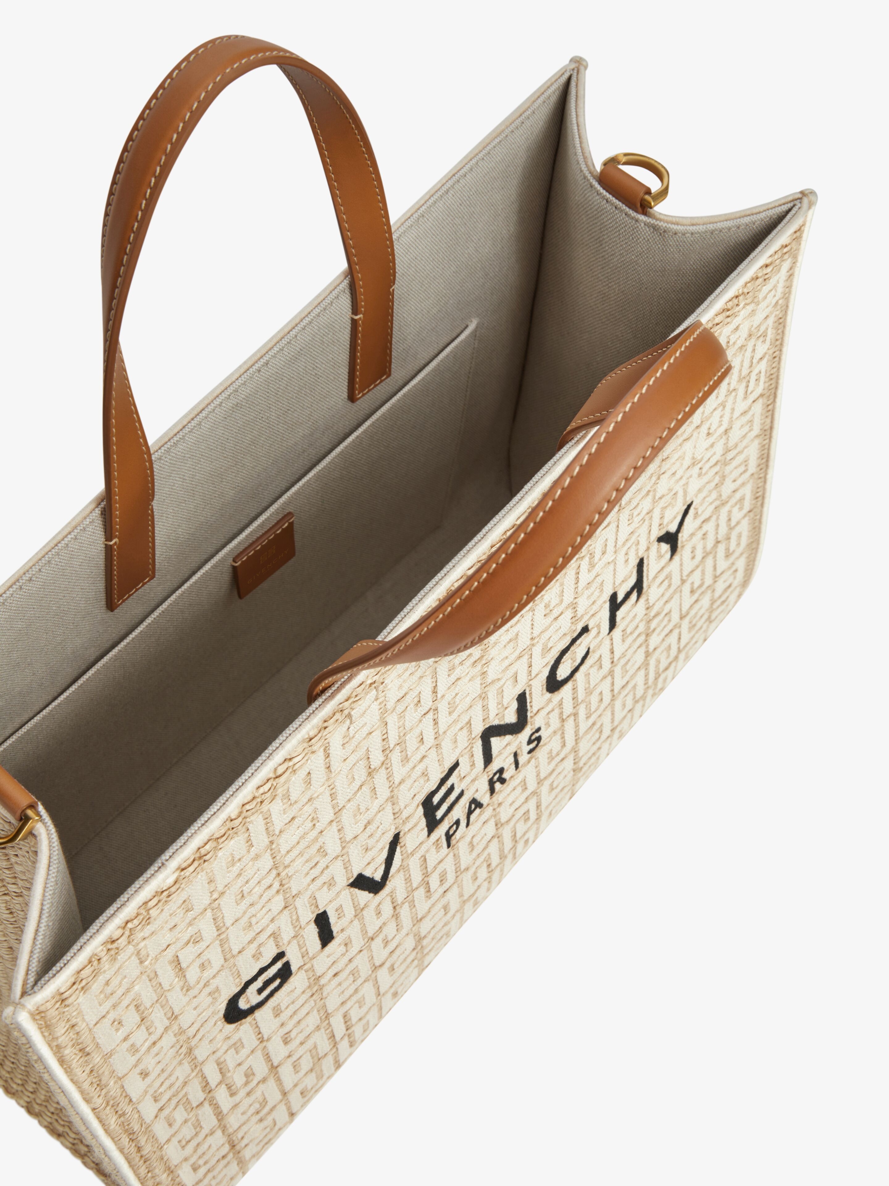 MEDIUM G TOTE SHOPPING BAG IN 4G EMBROIDERED RAFFIA - 5