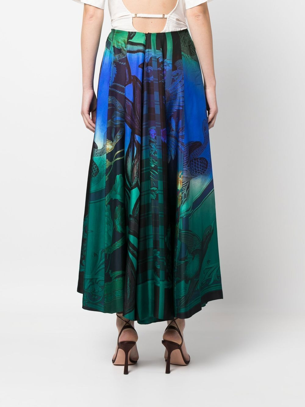 graphic-print silk midi skirt - 4