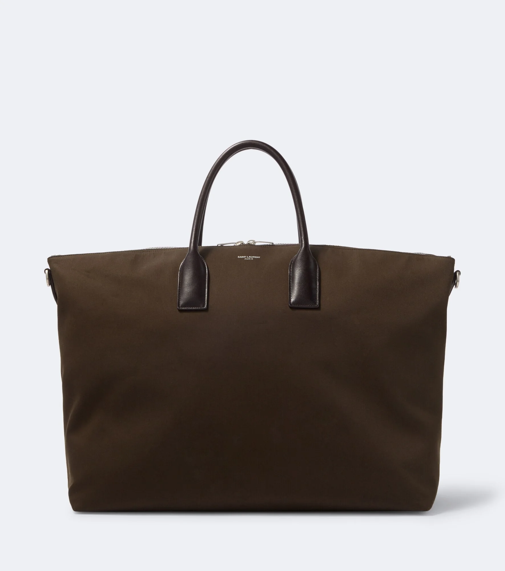 Leather-trimmed canvas tote bag - 1