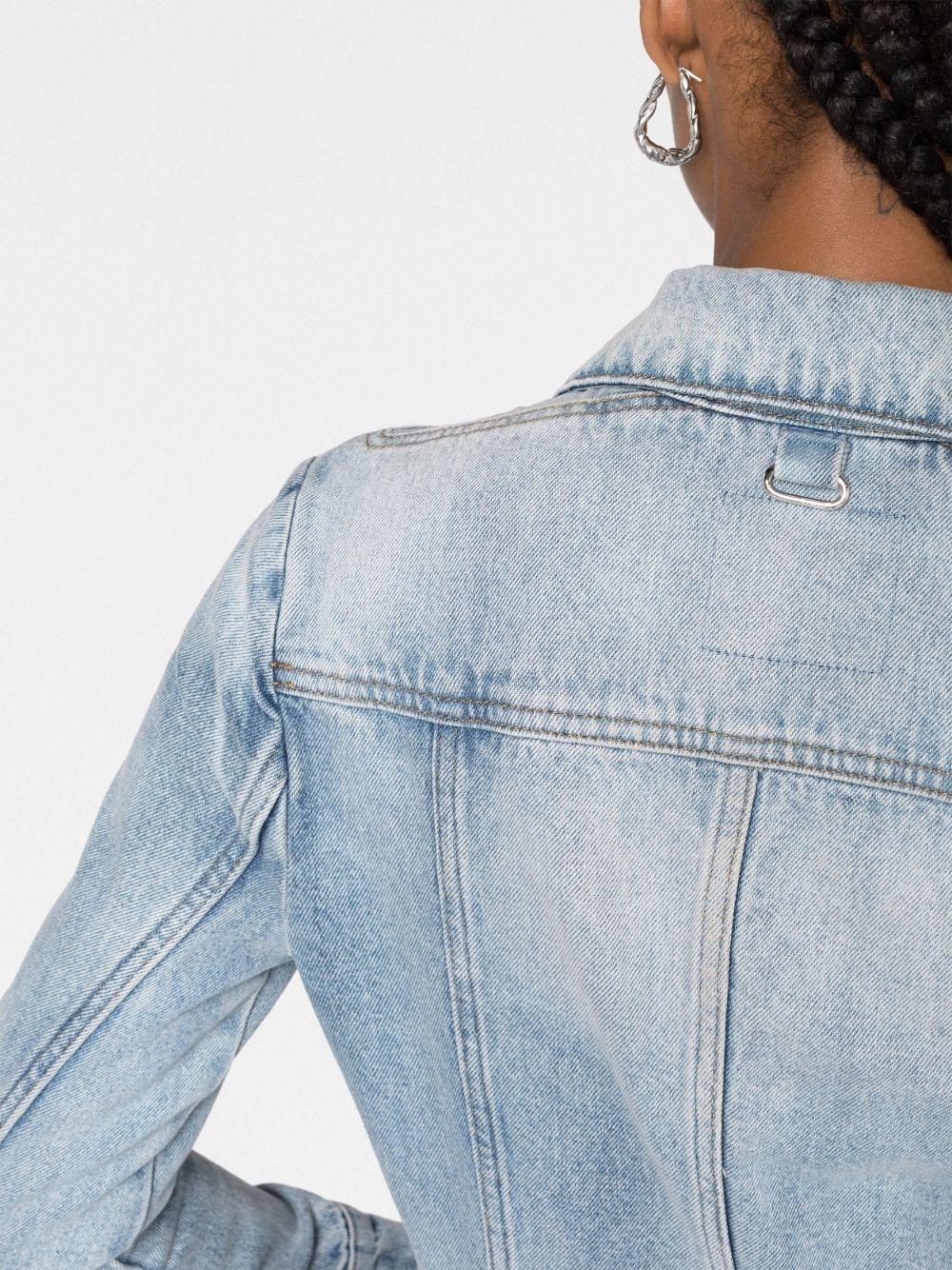 knee-length denim jacket - 3