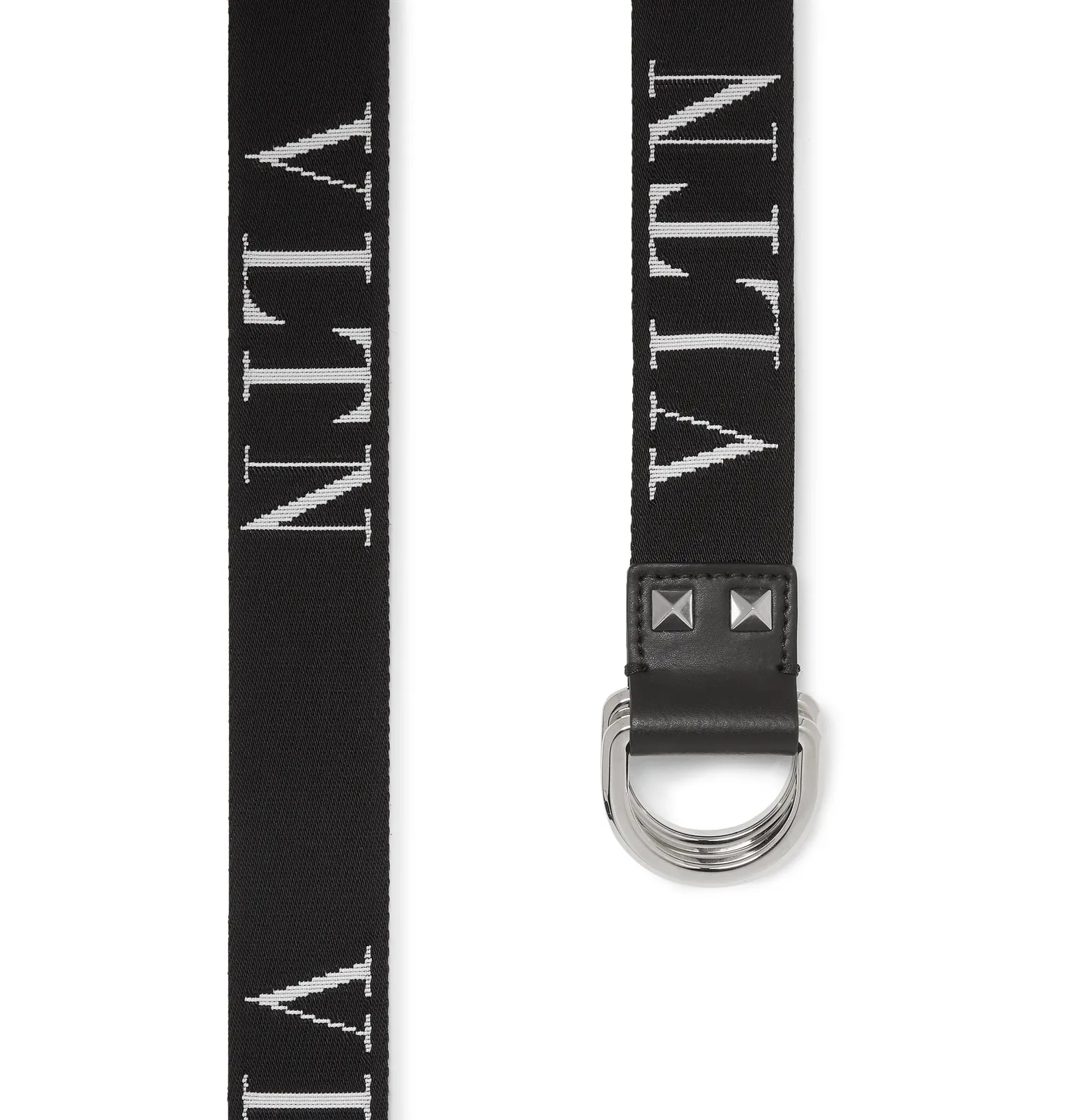 Valentino Garavani 3.5cm Black Logo-Jacquard Webbing Belt - 3