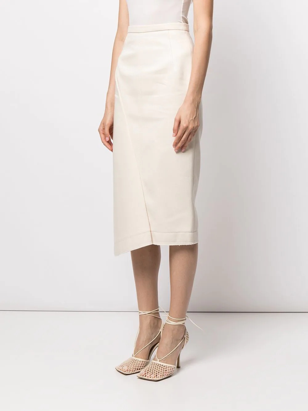 asymmetric panelled midi skirt - 3