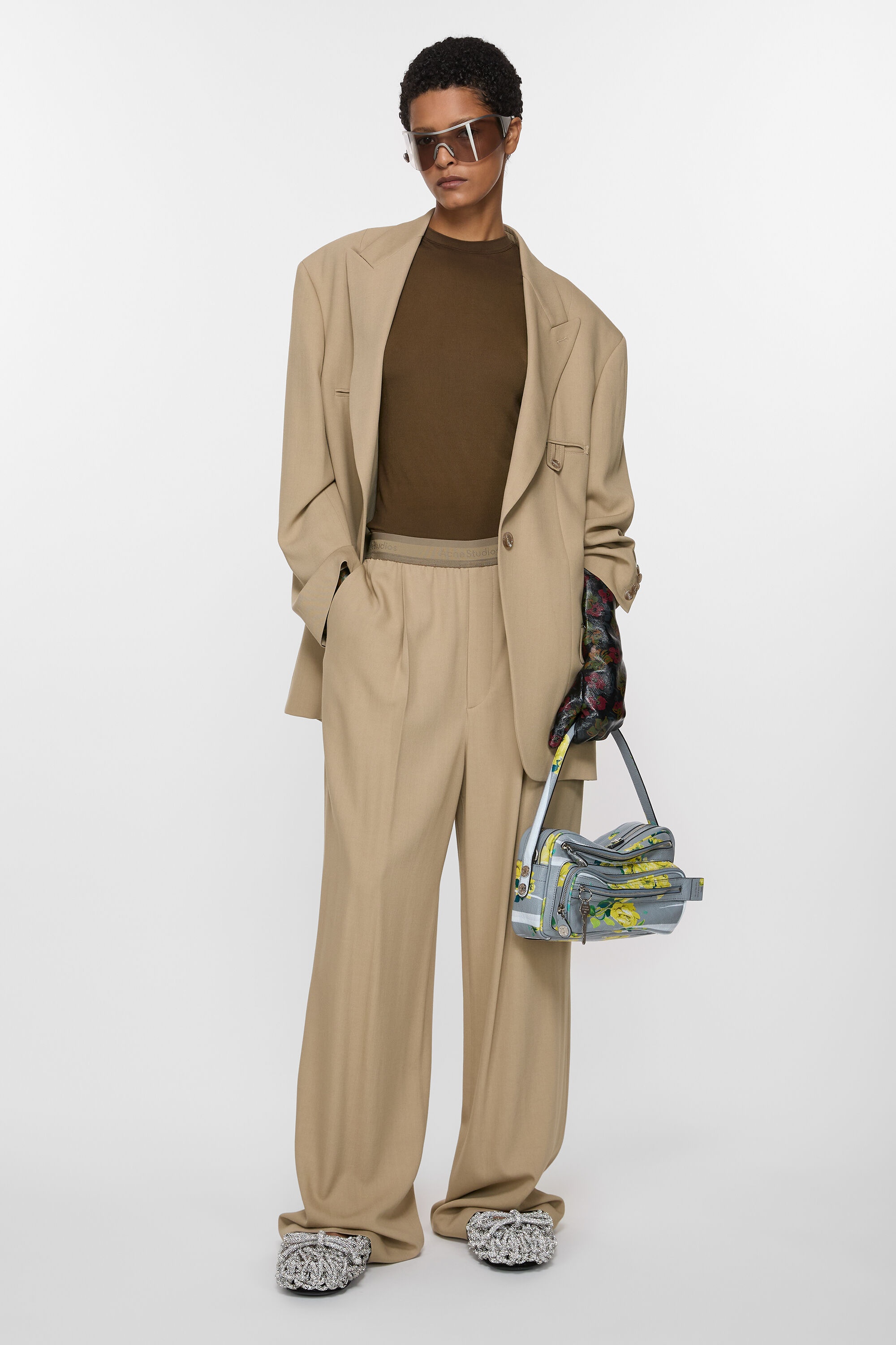 Logo tape trousers - Camel Beige - 4