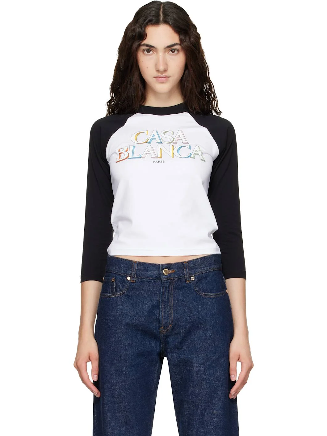 White & Black Baseball T-shirt - 1