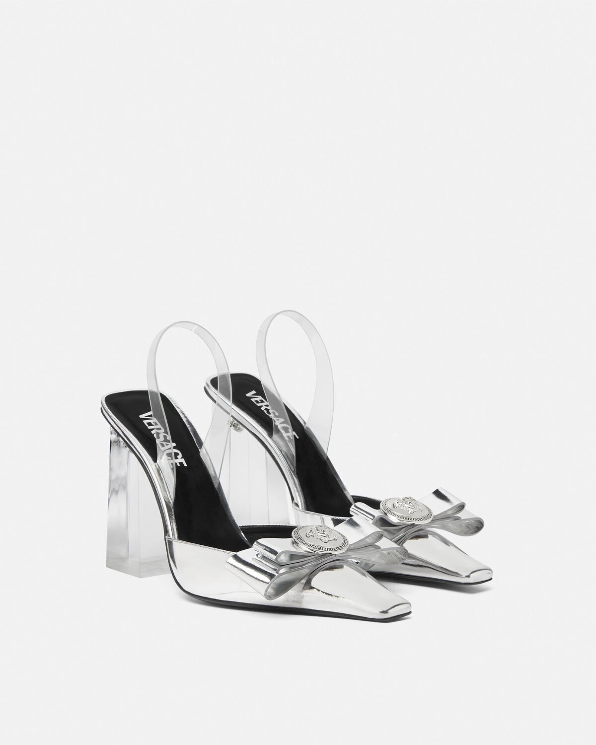 VERSACE Gianni Ribbon Transparent Pumps | REVERSIBLE