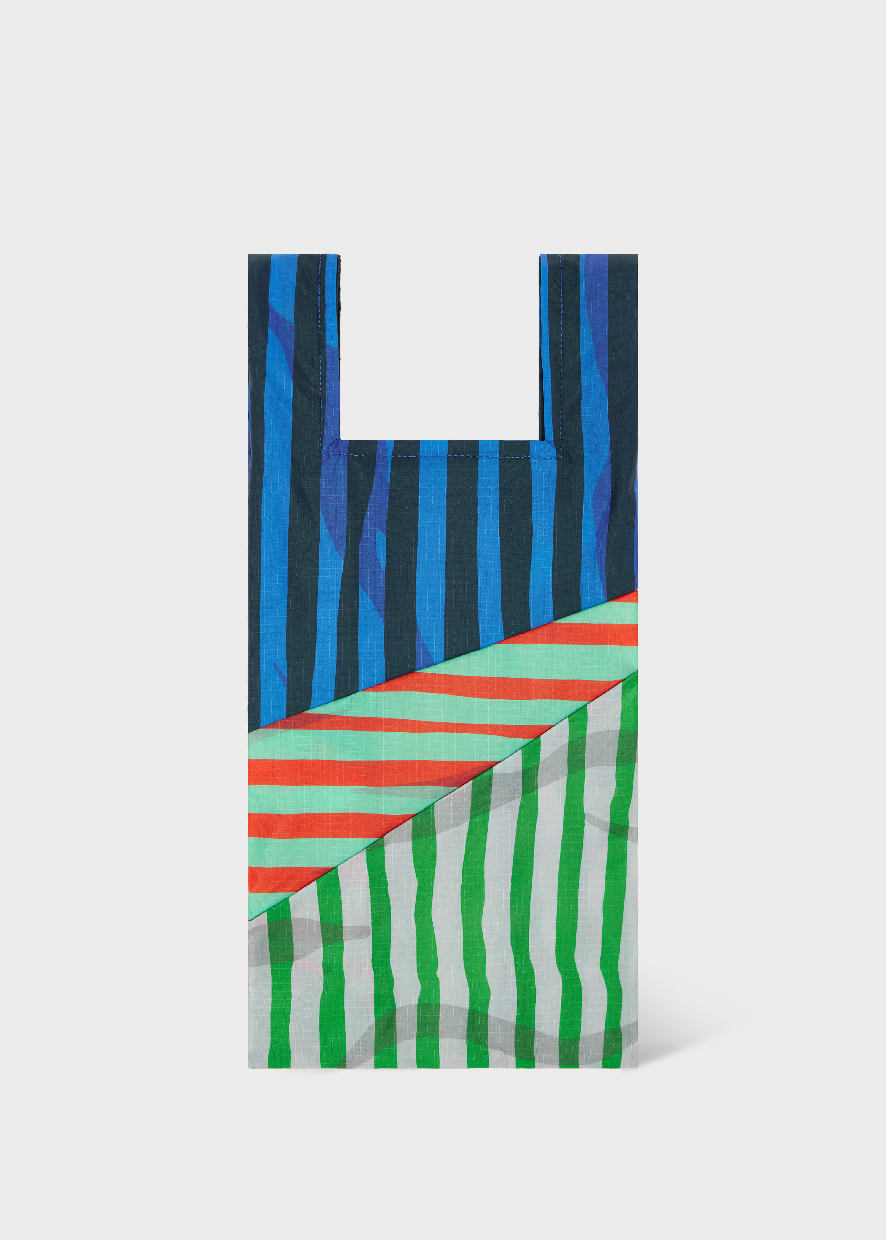 Susan Bijl x Paul Smith - Blue Mixed-Stripe 'The New Shopping Bag' Medium - 1