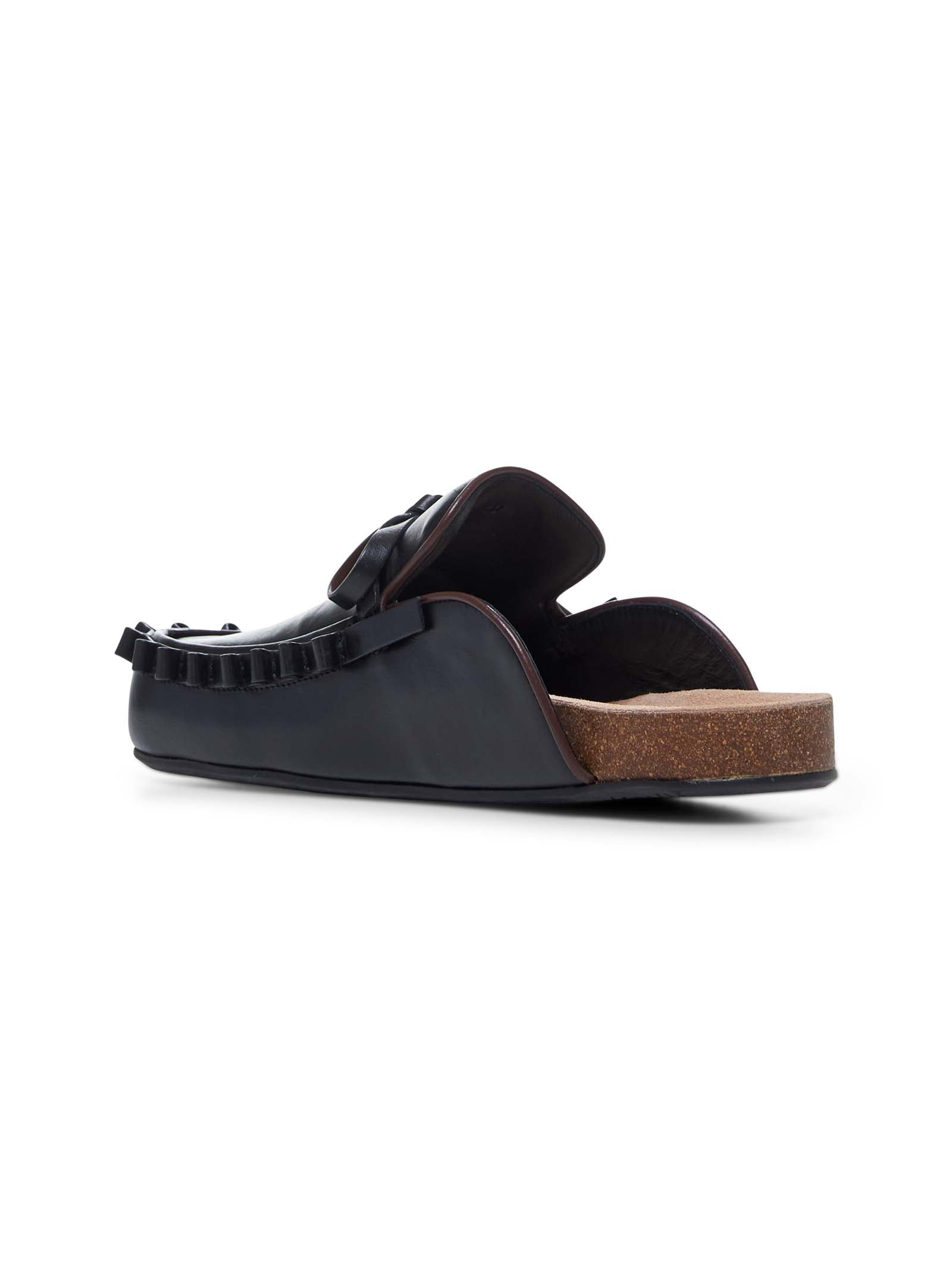 Black leather Ruffle mules - 3