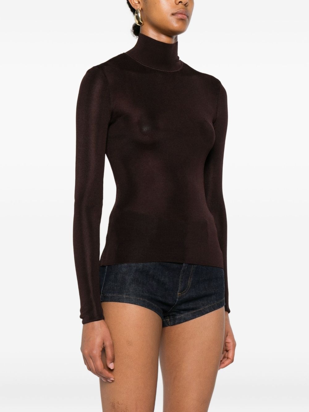 high-neck ribbed top - 3
