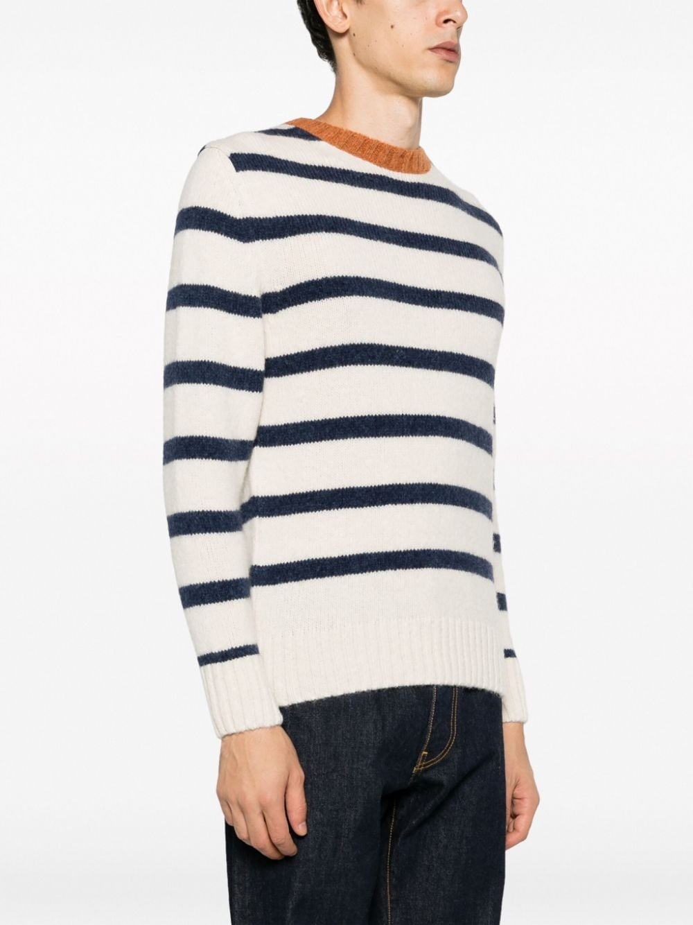 logo-patch striped jumper - 3