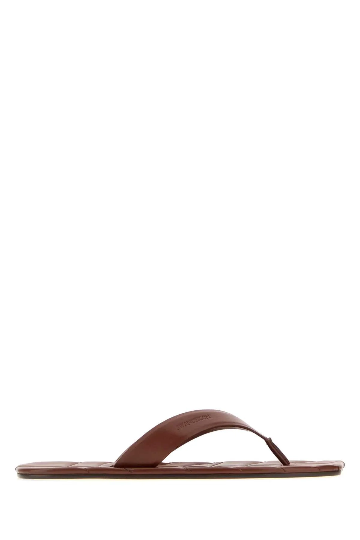 Jw Anderson Men Chocolate Leather Thong Slippers - 1