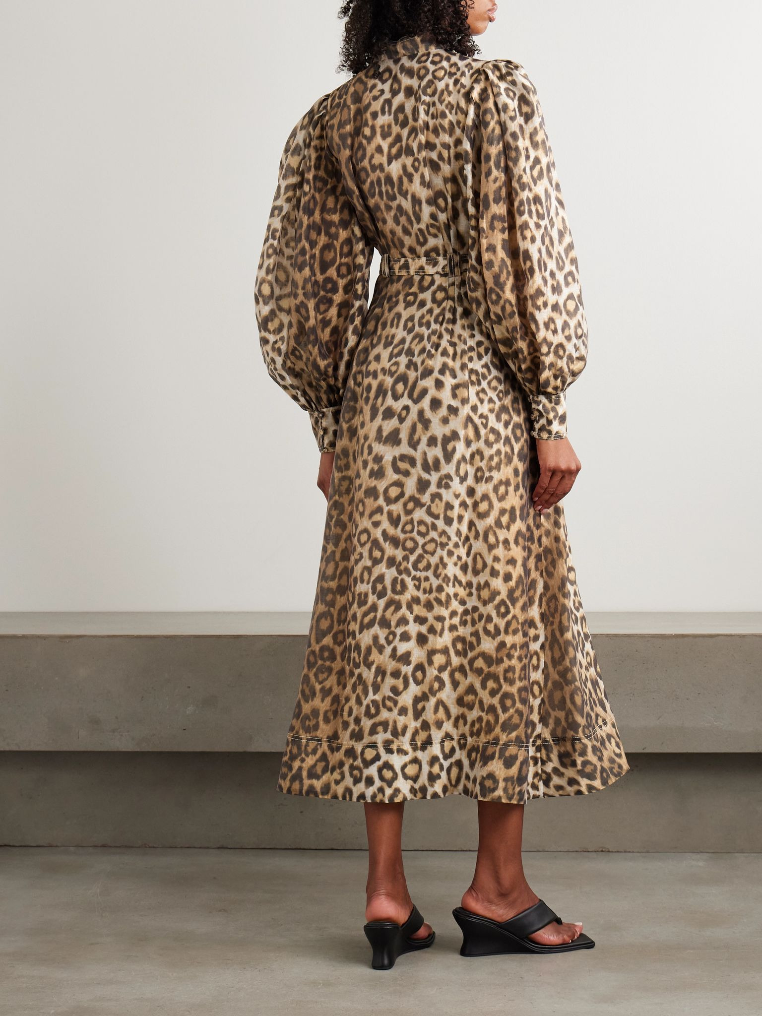 Isabella belted leopard-print TENCEL™ Lyocell-blend midi shirt dress Leopard print - 3