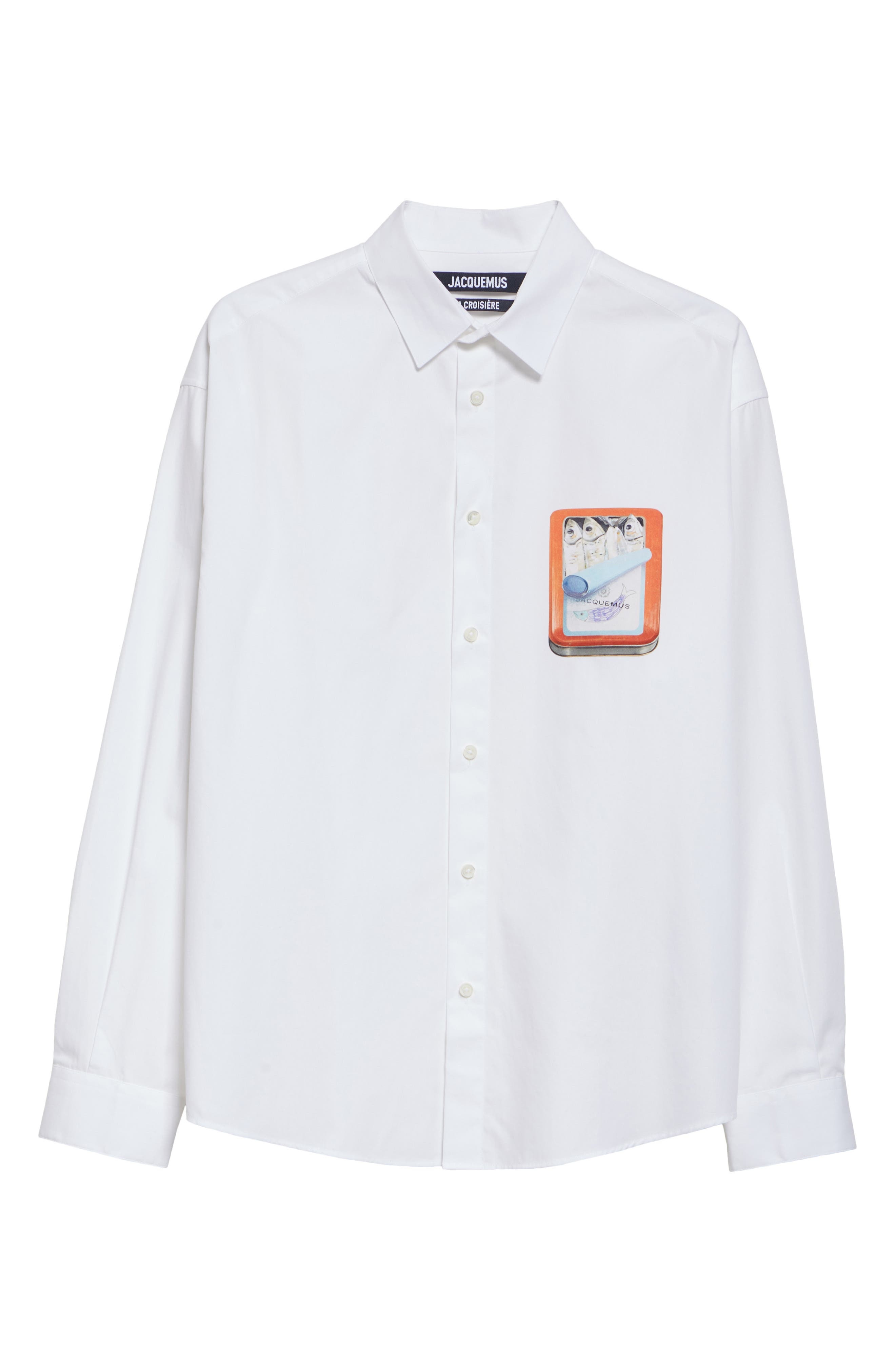 Jacquemus La Chemise Simon Sardine Graphic Button-Up Shirt in Boite Sardines Orange at Nordstrom - 6
