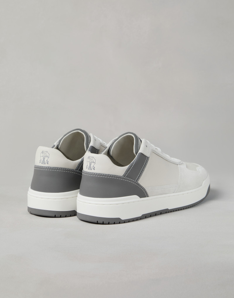 Brunello Cucinelli Semi-polished calfskin and washed suede basket sneakers outlook