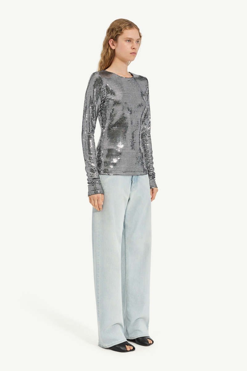MM6 Maison Margiela Metallic long-sleeve top outlook