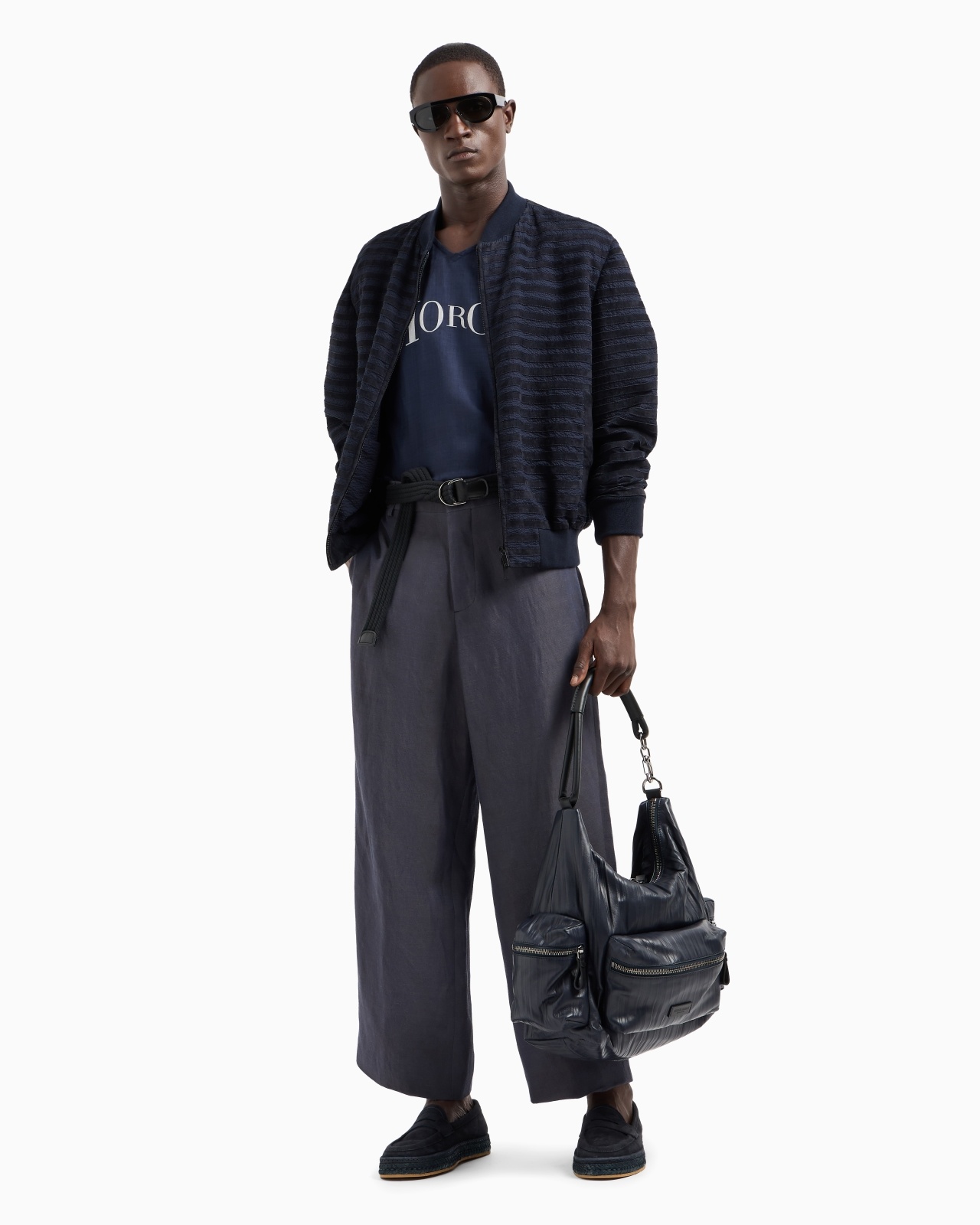 SEERSUCKER BLOUSON WITH SUEDE INSERTS - 2