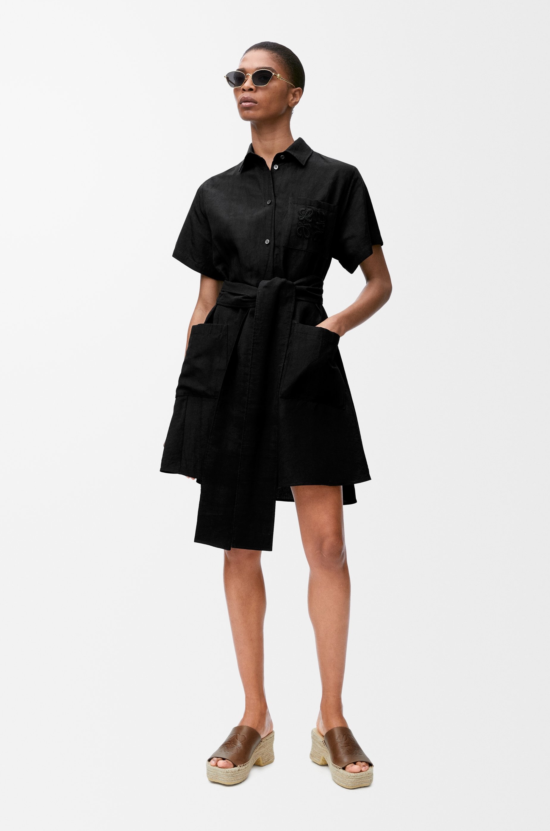 Shirt dress in viscose and linen - 3