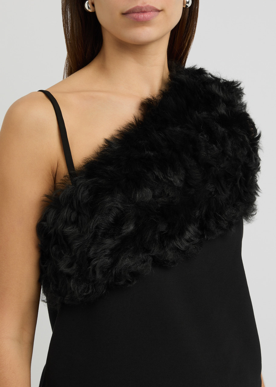 Toteme One-shoulder Shearling and Woven top - 5