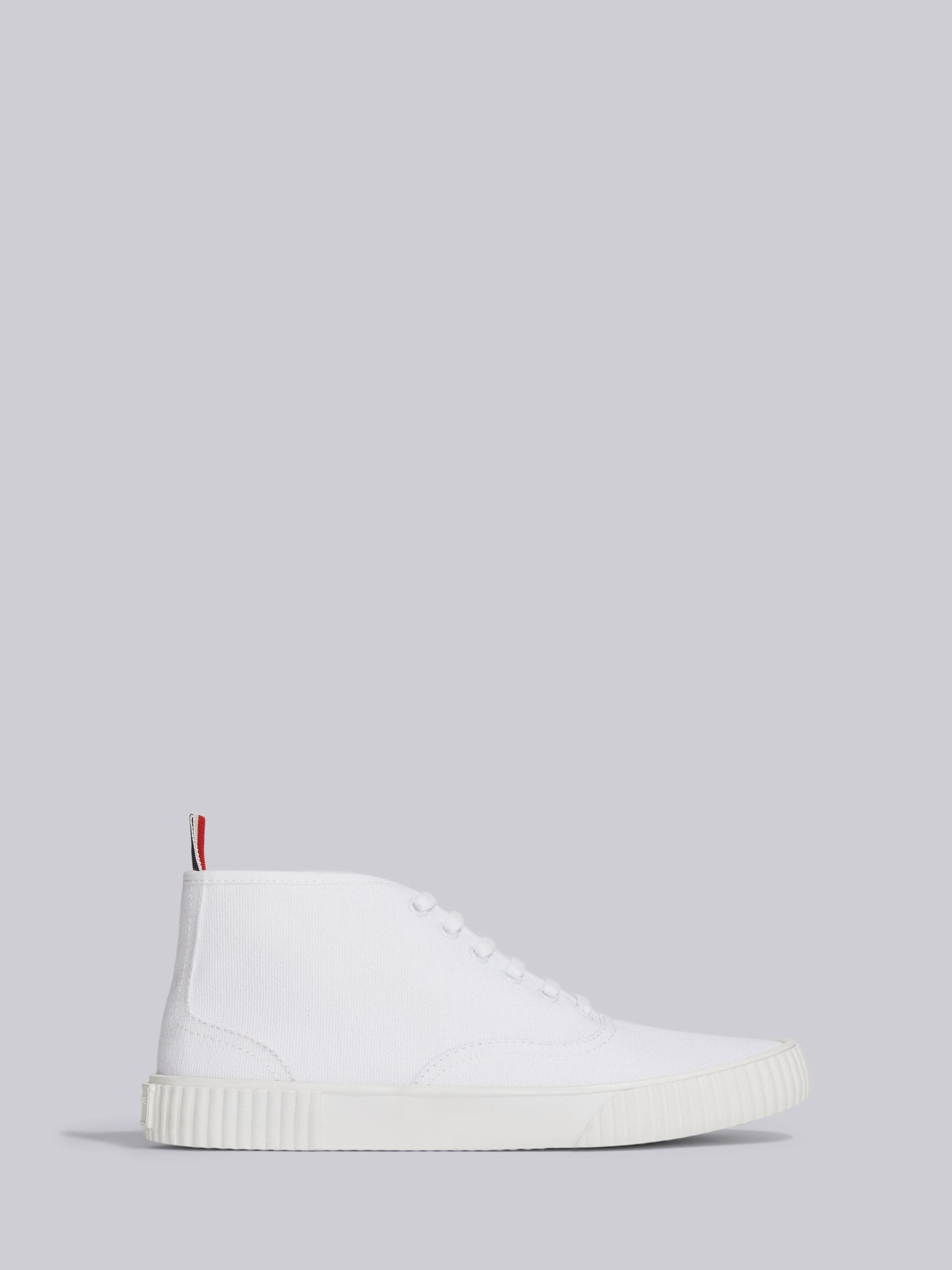 White Canvas Mid Top Heritage Trainer - 3