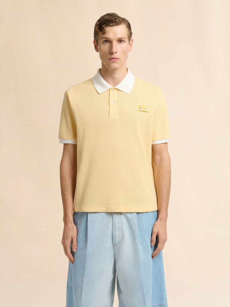 Marni YELLOW INTERLOCK POLO SHIRT WITH JACQUARD MOTIF outlook