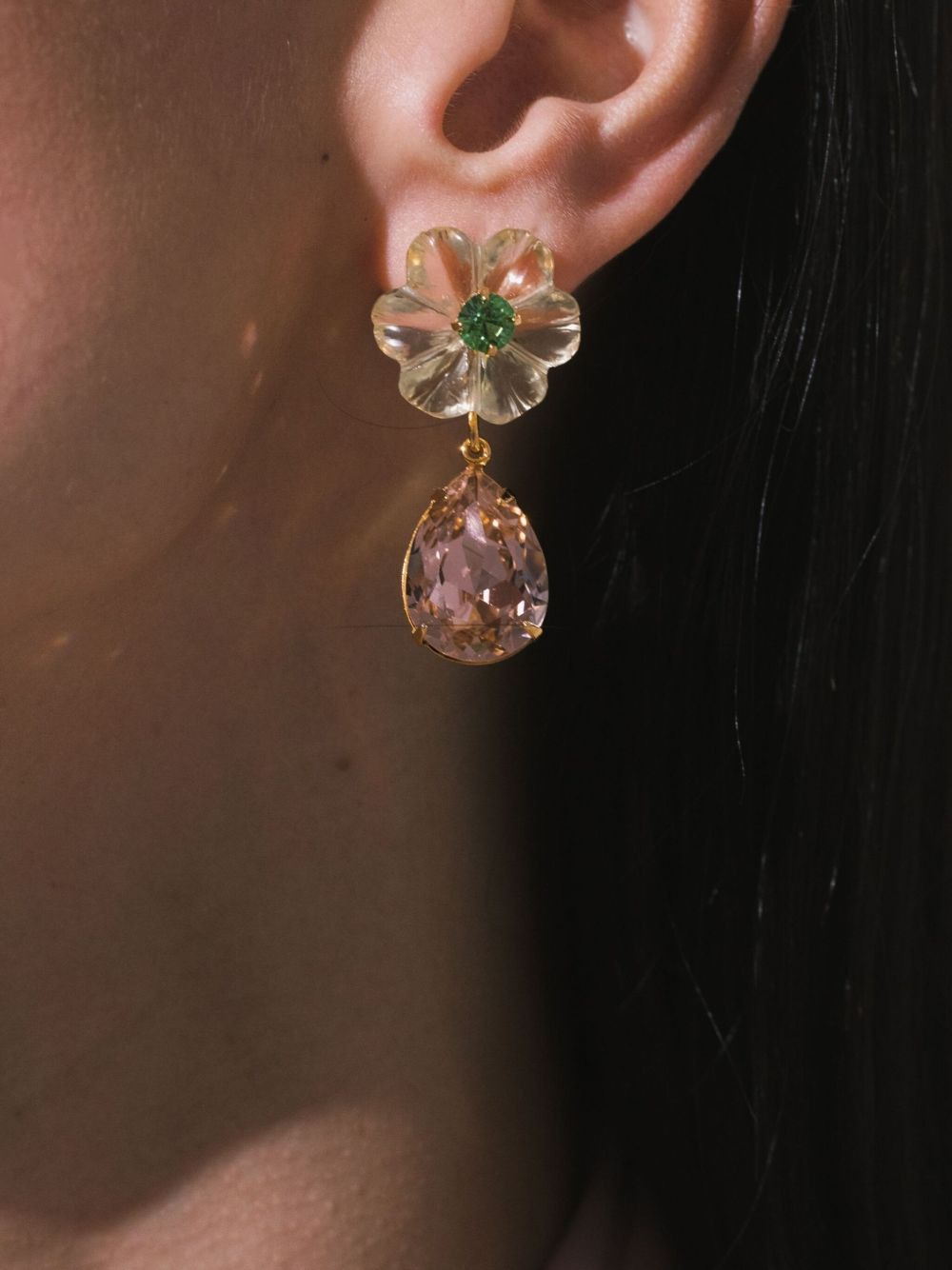 Juna flower-drop earrings - 2