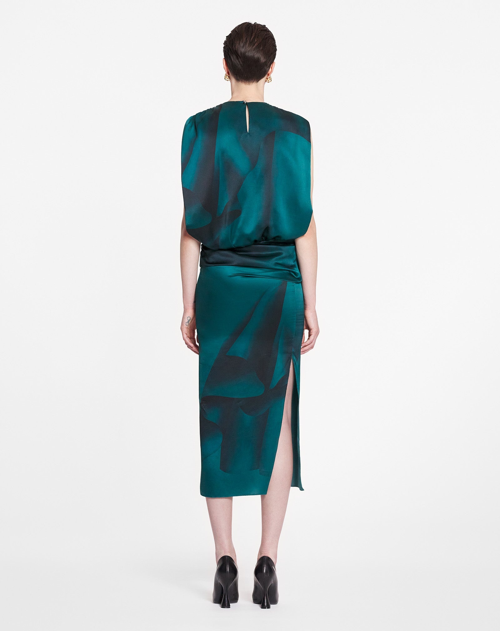 DRAPED-EFFECT LONG DRESS - 4